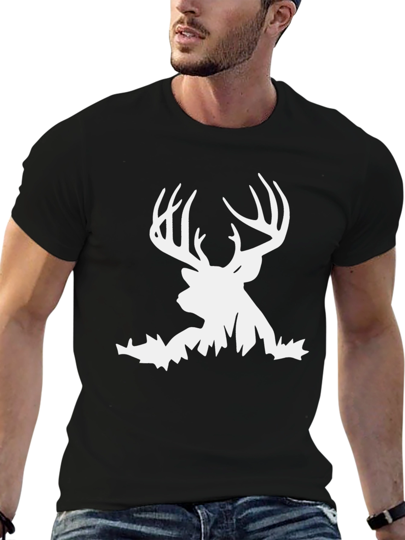 Deer Graphic Tee - Black Casual T-Shirt