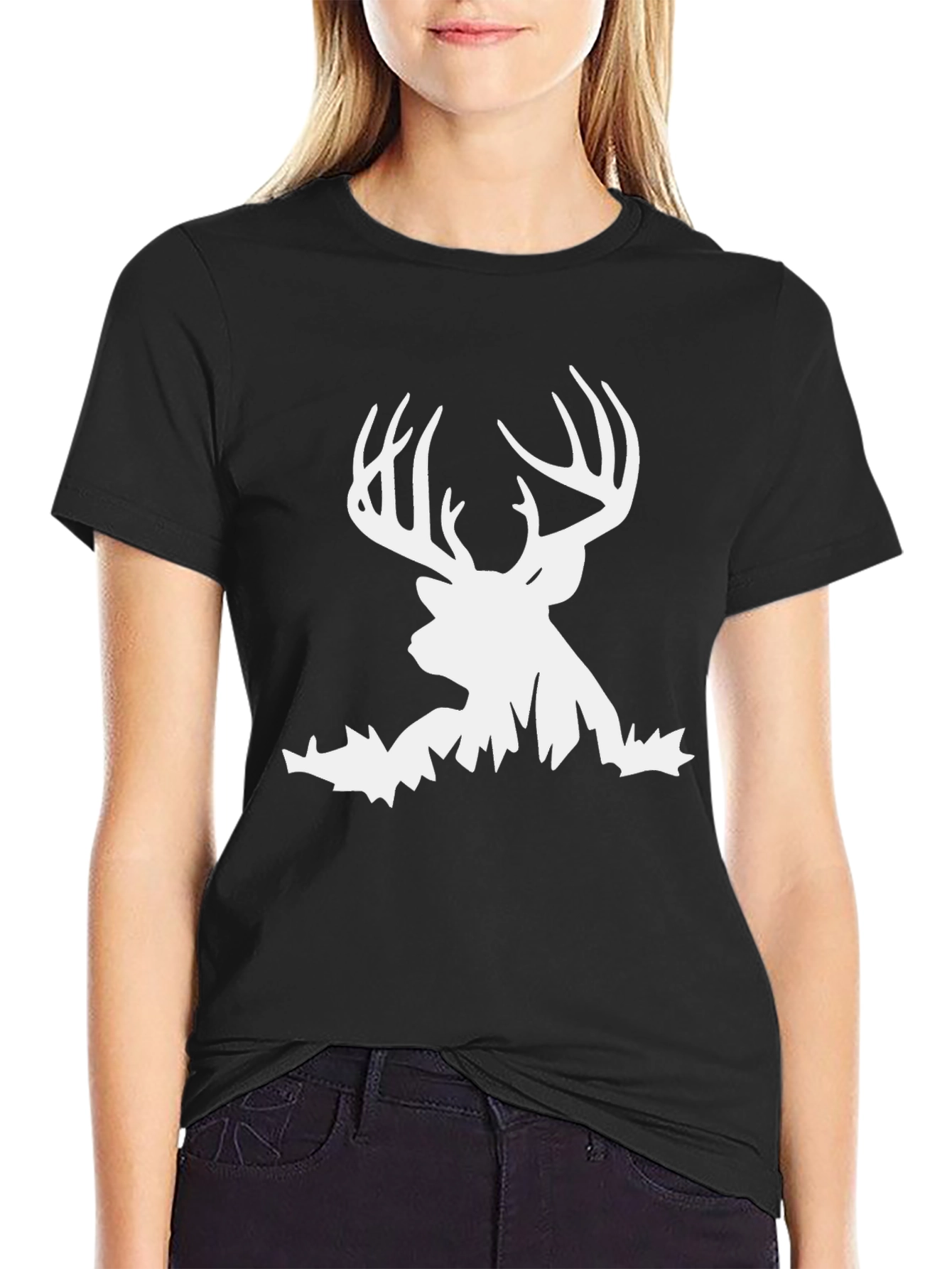 Deer Graphic Tee - Black Casual T-Shirt