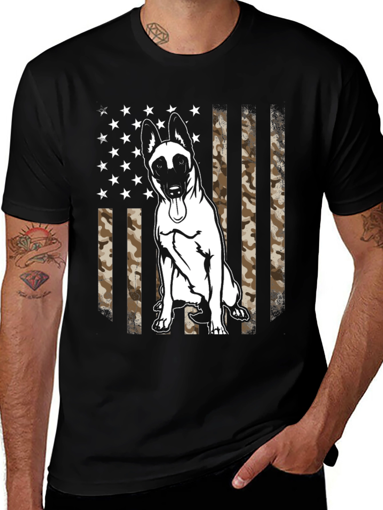 Belgian Malinois Camo Flag T-Shirt