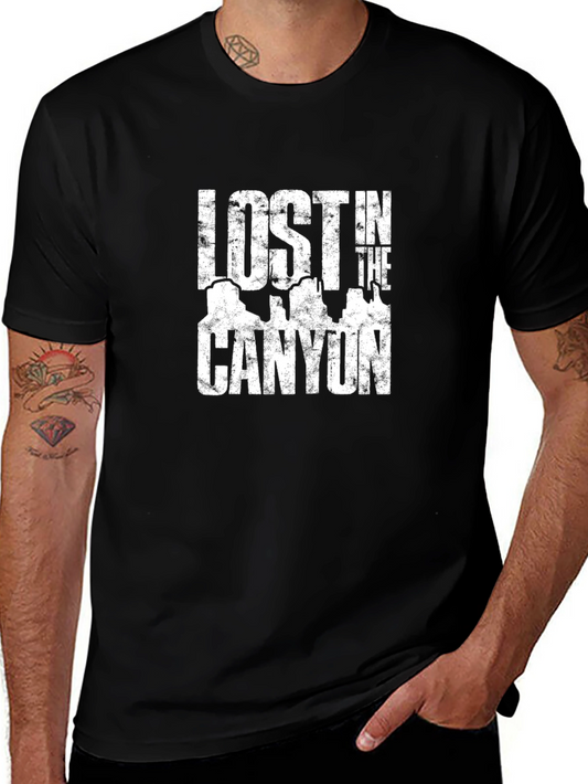Lost in the Canyon Graphic Tee - Black Cotton T-Shirt