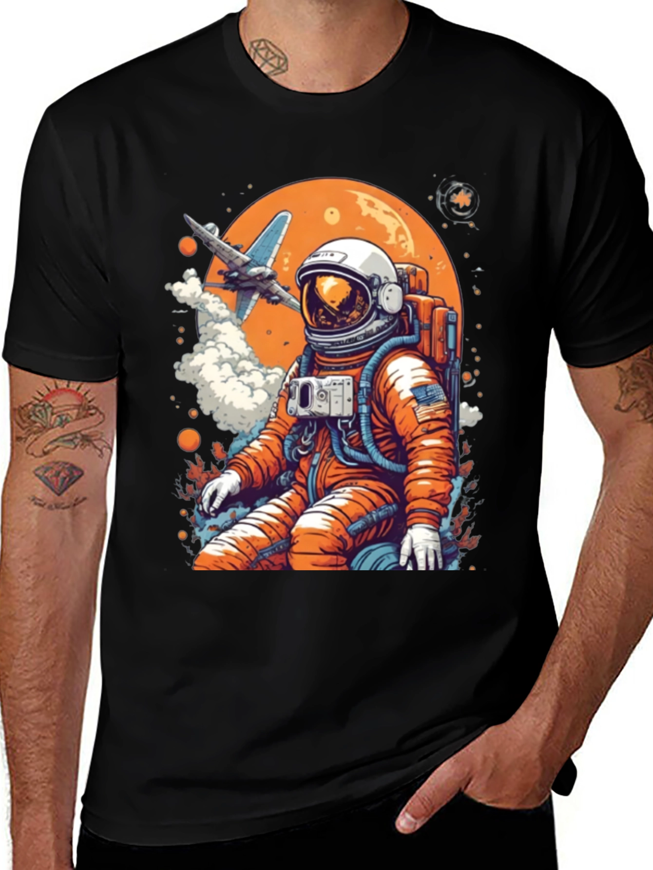 Astronaut in Space Graphic Tee - Black