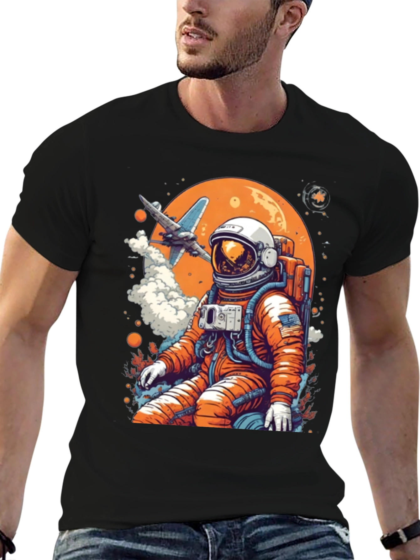 Astronaut in Space Graphic Tee - Black