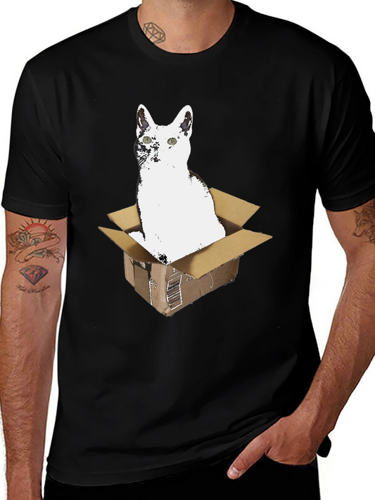 Cat in a Box Graphic T-Shirt - Unique Unisex Tee