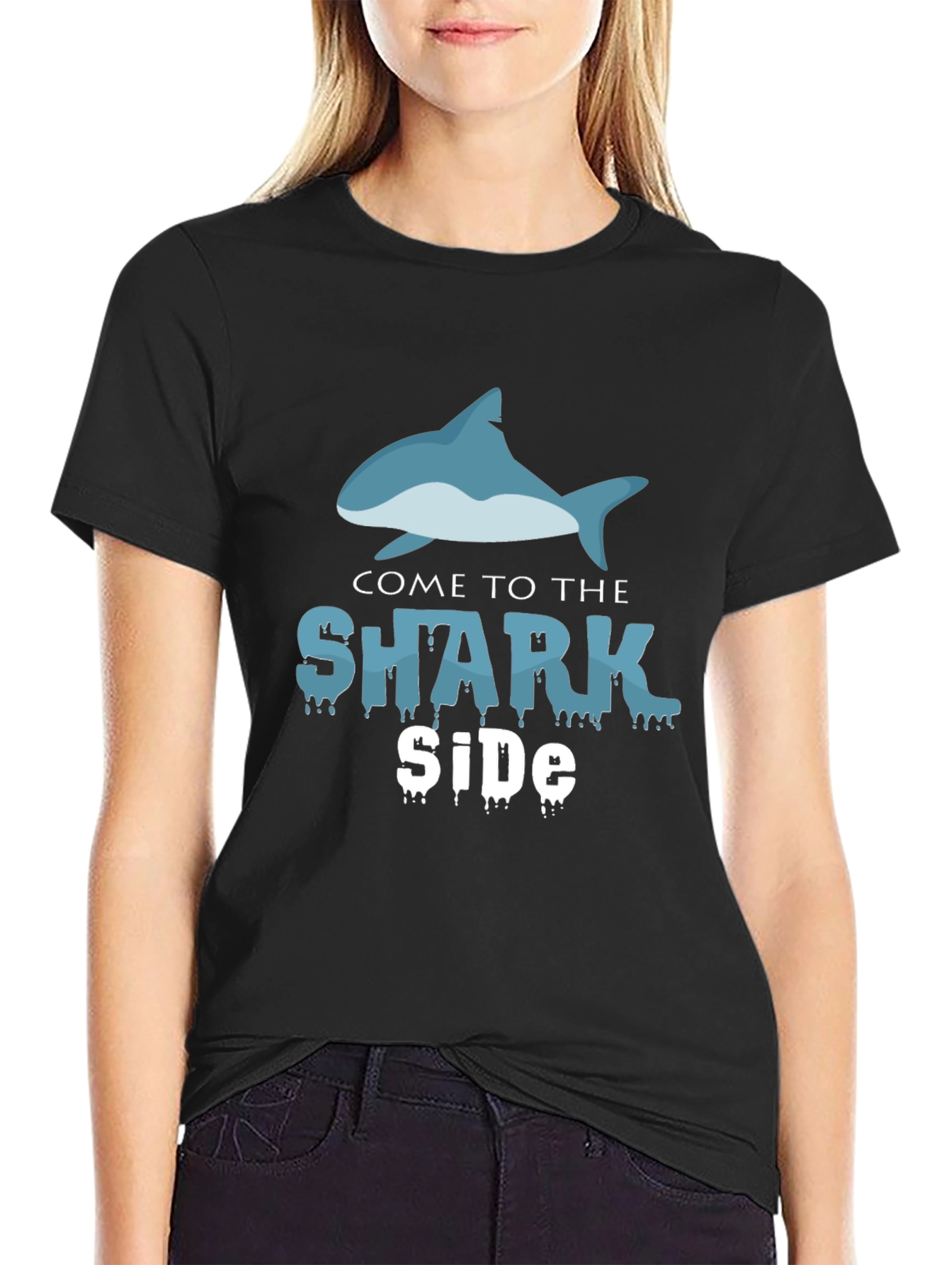 Come To The Shark Side Black T-Shirt