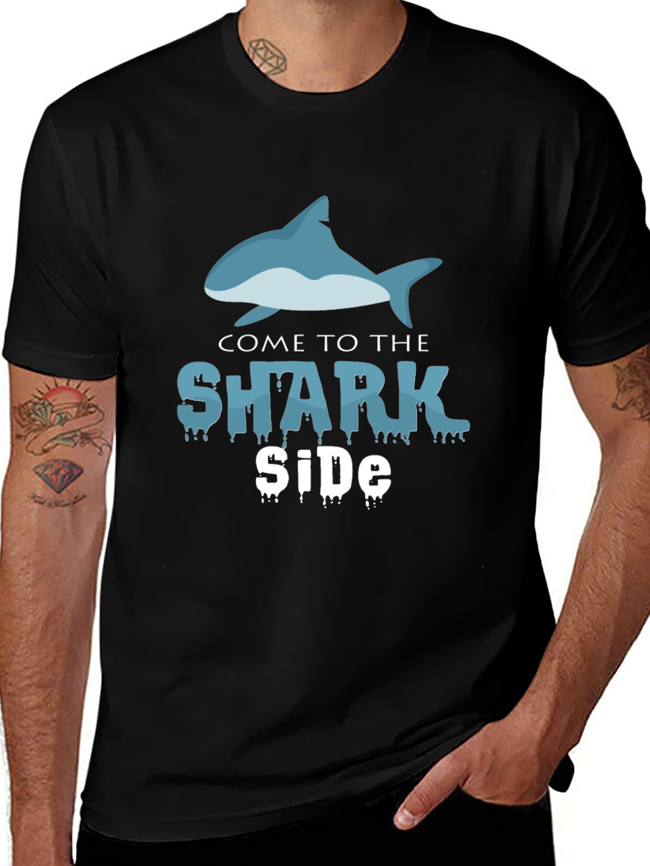 Come To The Shark Side Black T-Shirt