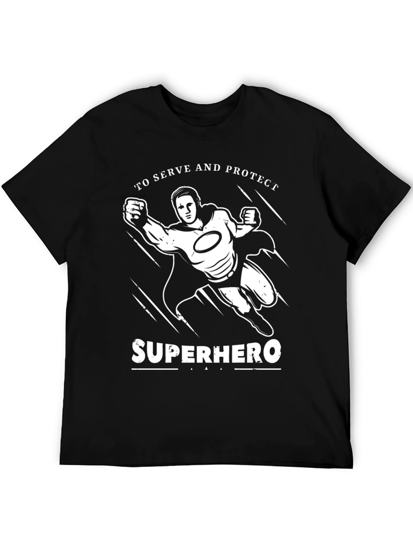 Superhero To Serve and Protect Black Graphic T-Shirt