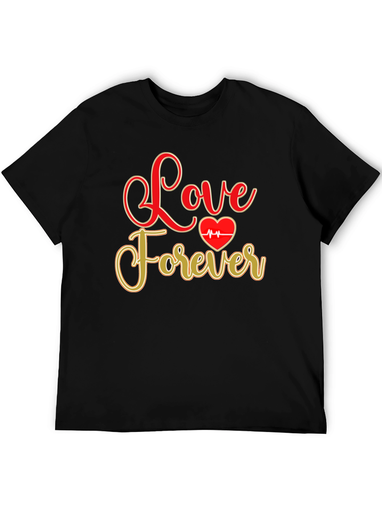 Love Forever Valentines Day Graphic Tee - Black