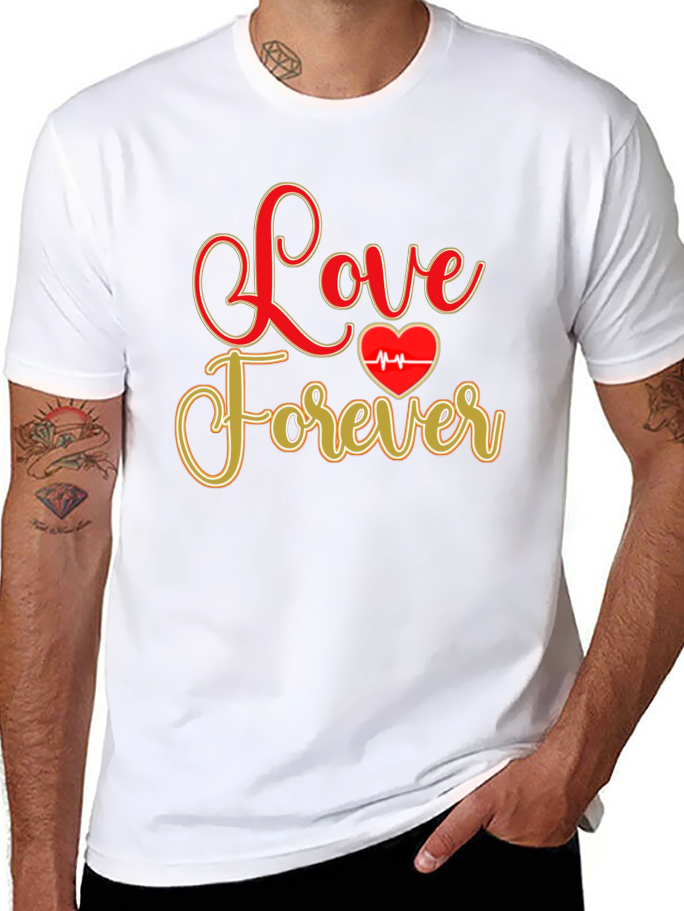 Love Forever Valentines Day Graphic Tee - Black