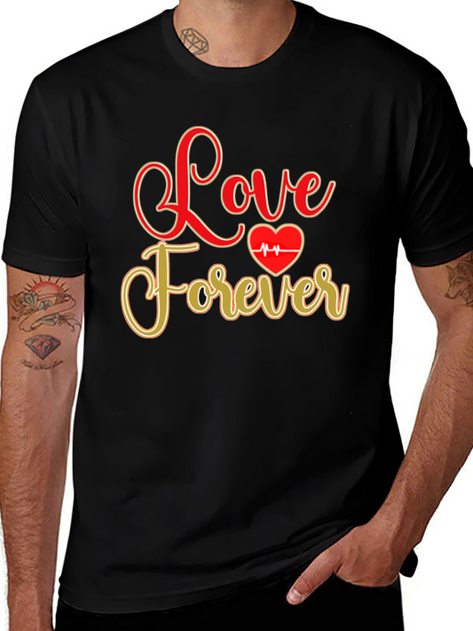 Love Forever Valentines Day Graphic Tee - Black