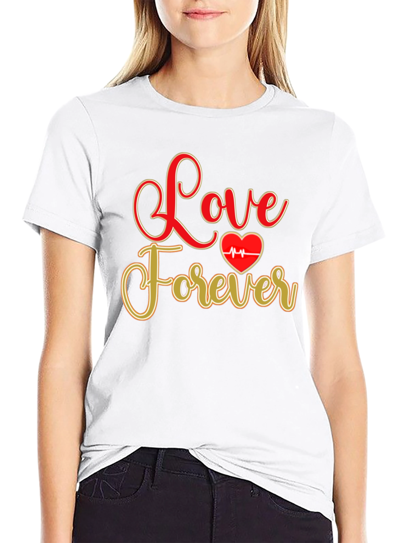Love Forever Valentines Day Graphic Tee - Black