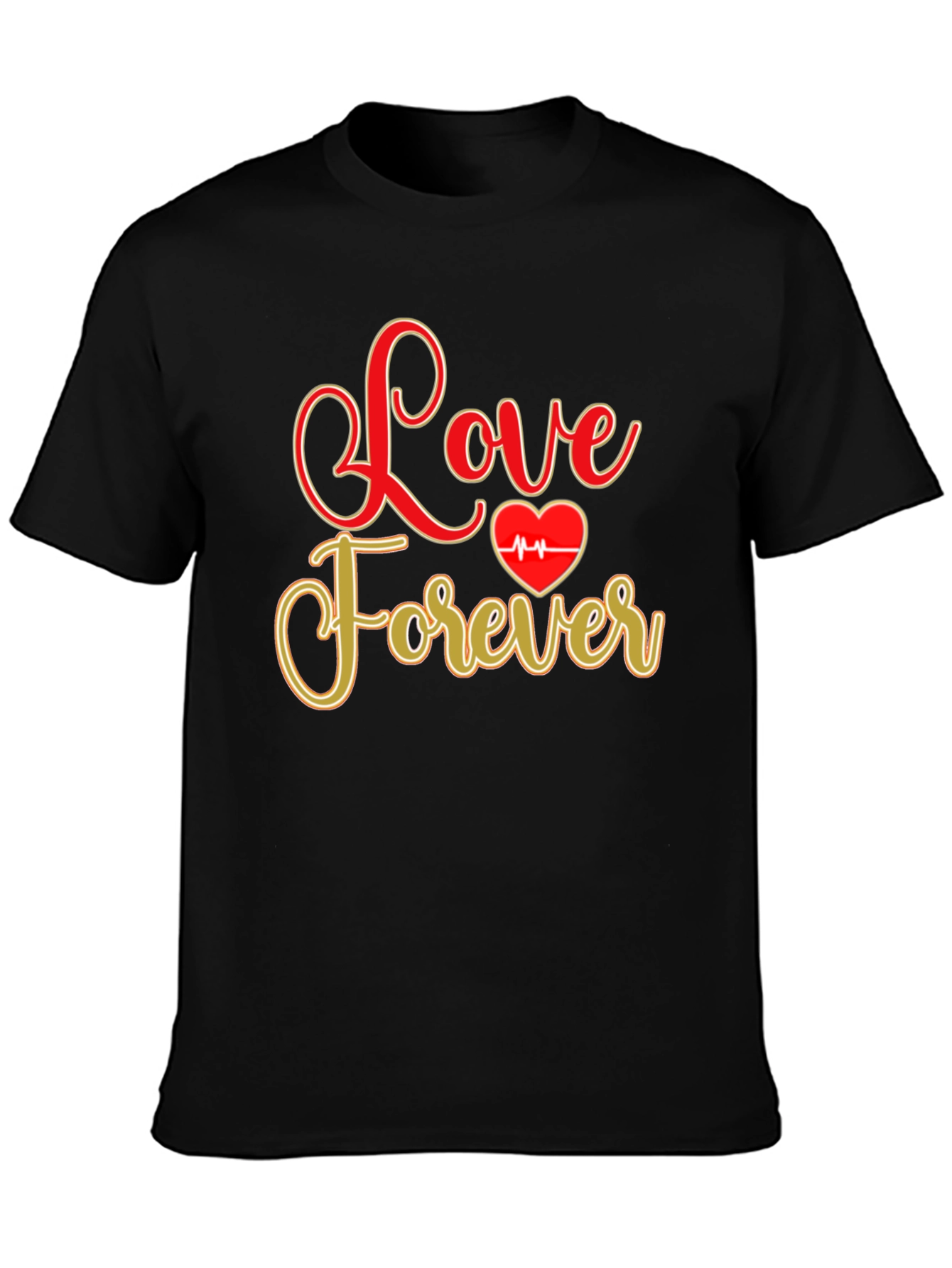 Love Forever Valentines Day Graphic Tee - Black