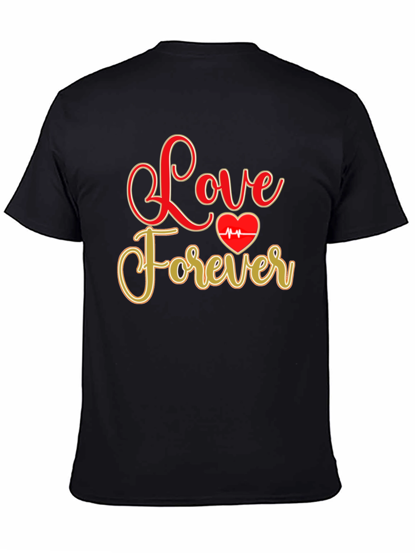 Love Forever Valentines Day Graphic Tee - Black