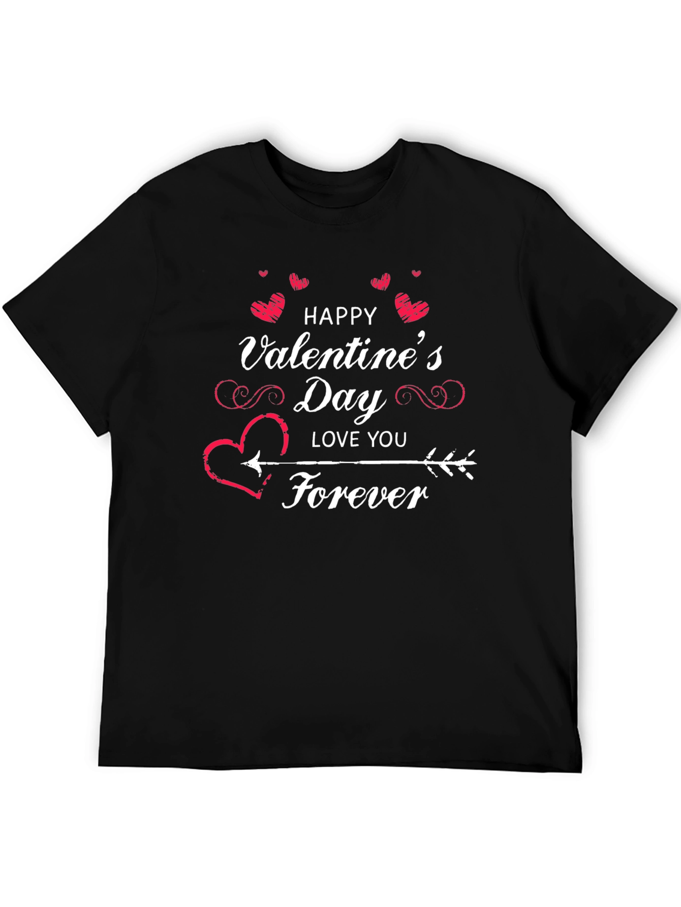 Valentines Day Love You Forever Black T-Shirt