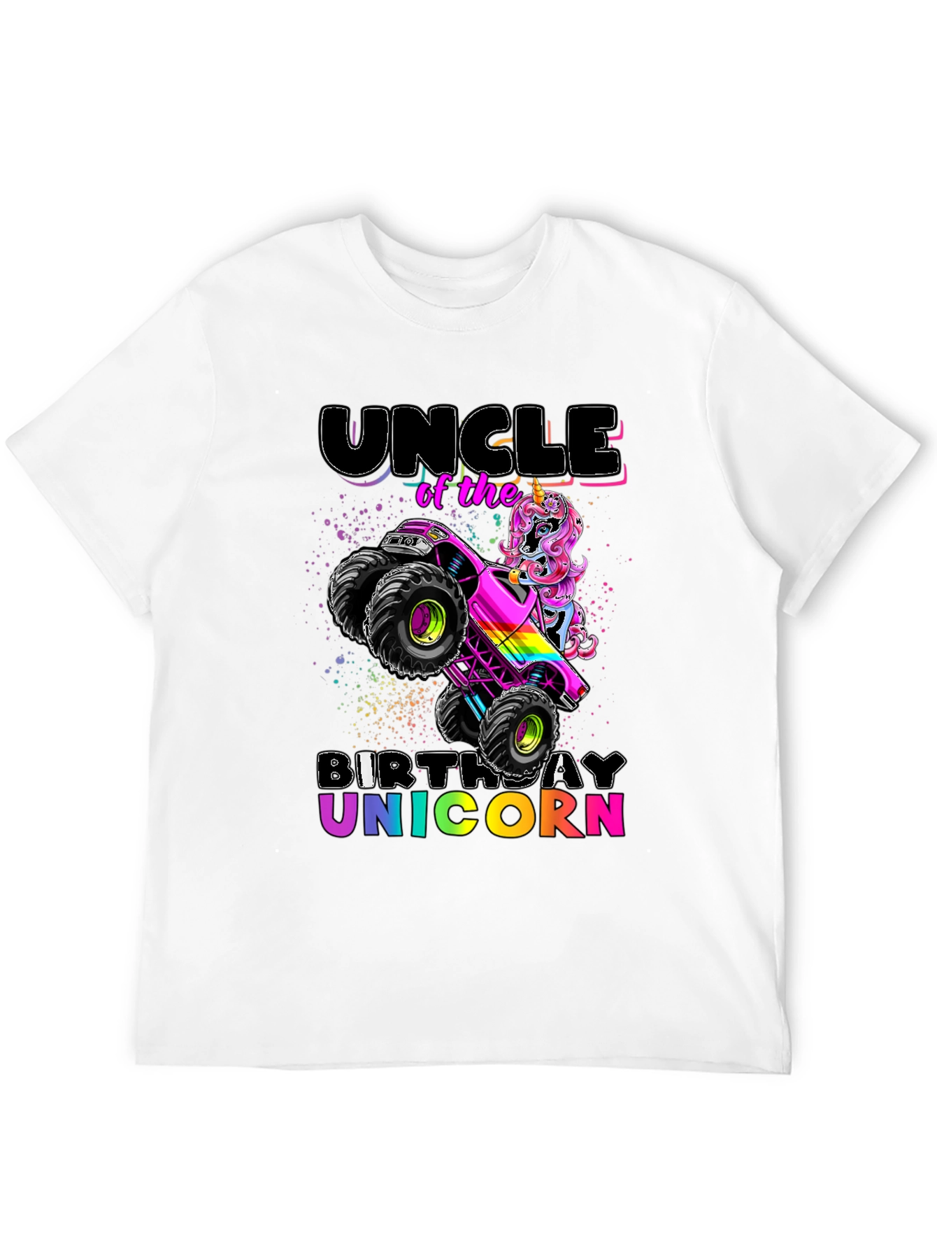 Uncle Birthday Unicorn Monster Truck T-Shirt
