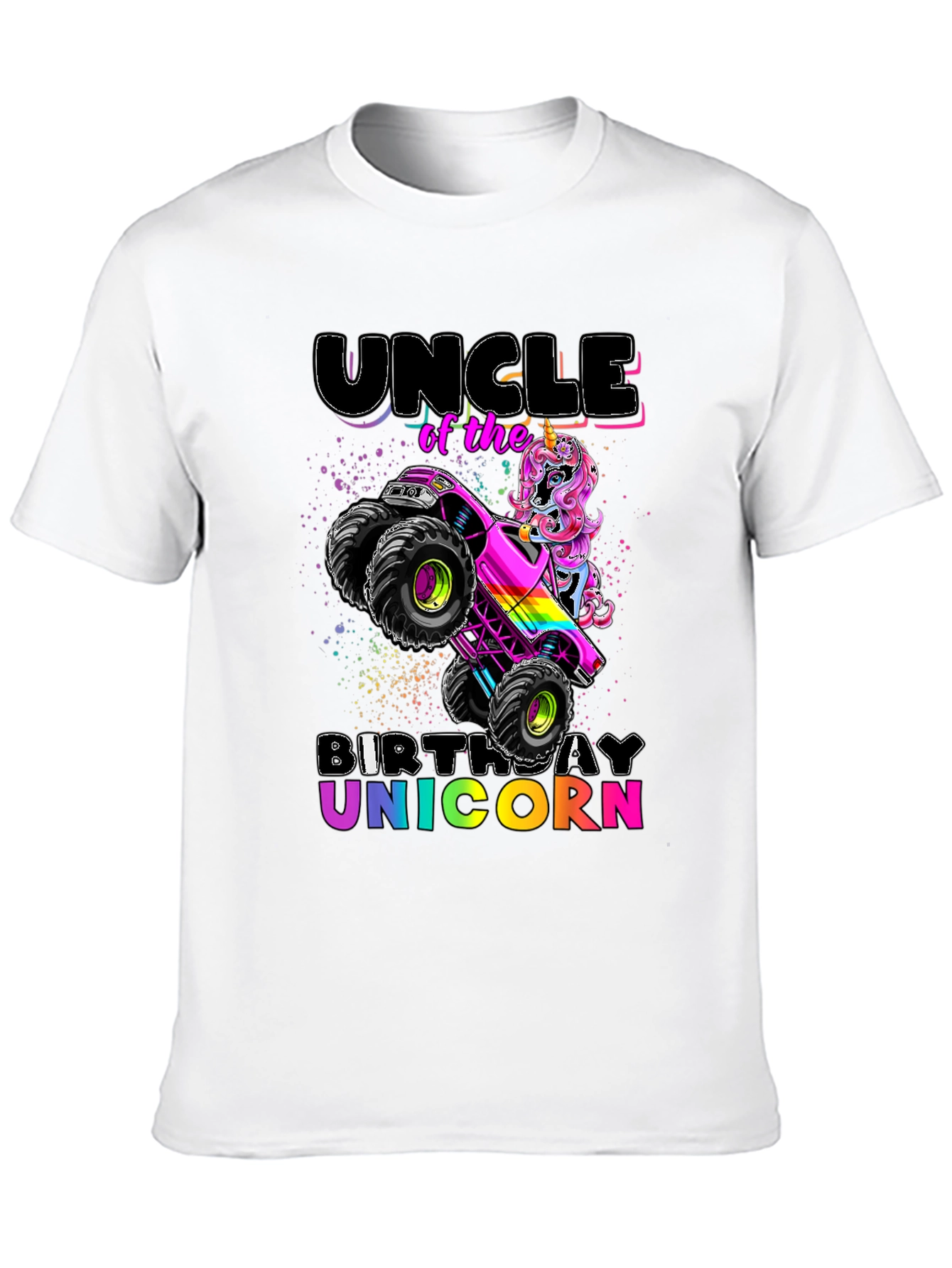Uncle Birthday Unicorn Monster Truck T-Shirt