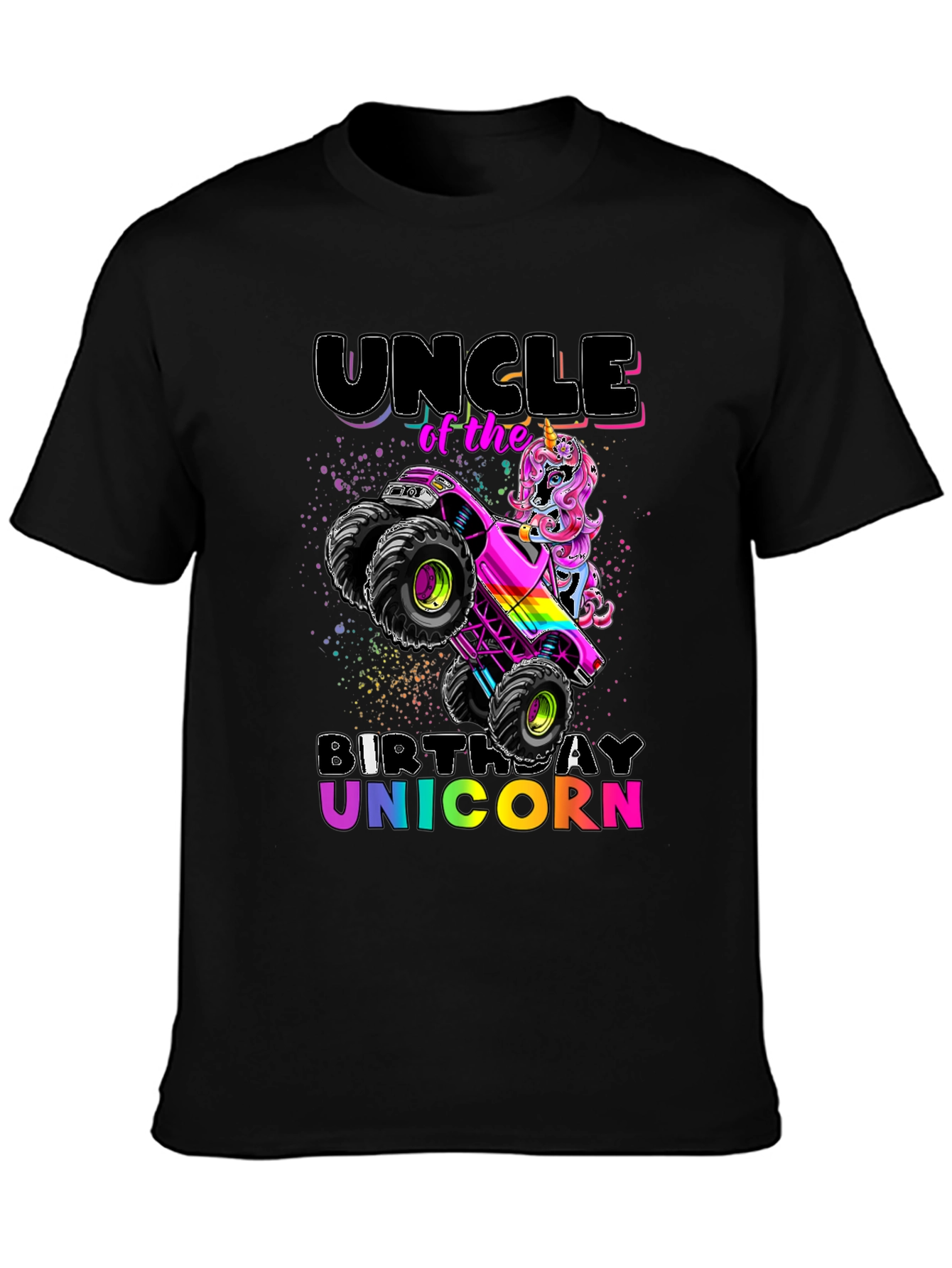 Uncle Birthday Unicorn Monster Truck T-Shirt