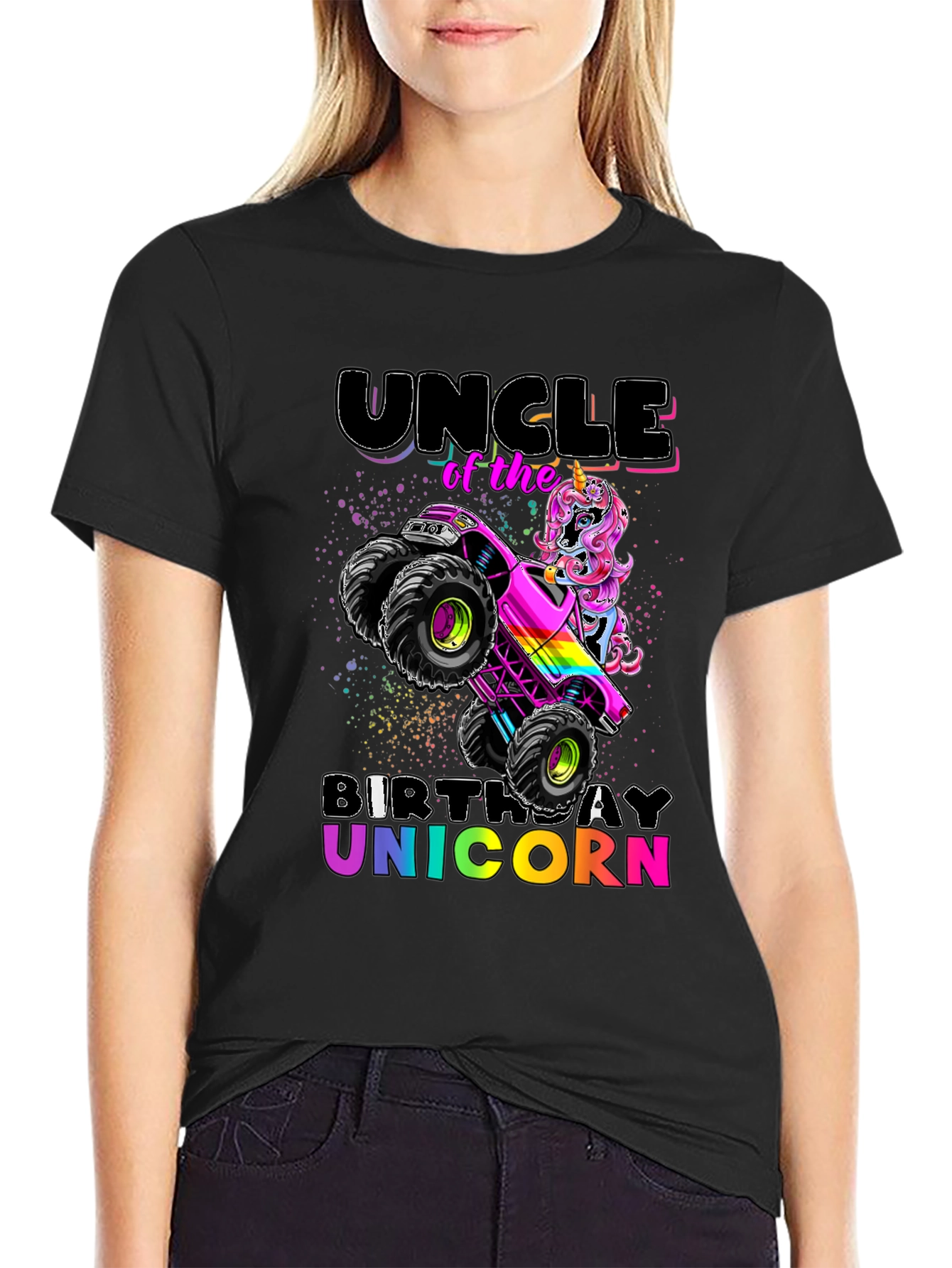 Uncle Birthday Unicorn Monster Truck T-Shirt
