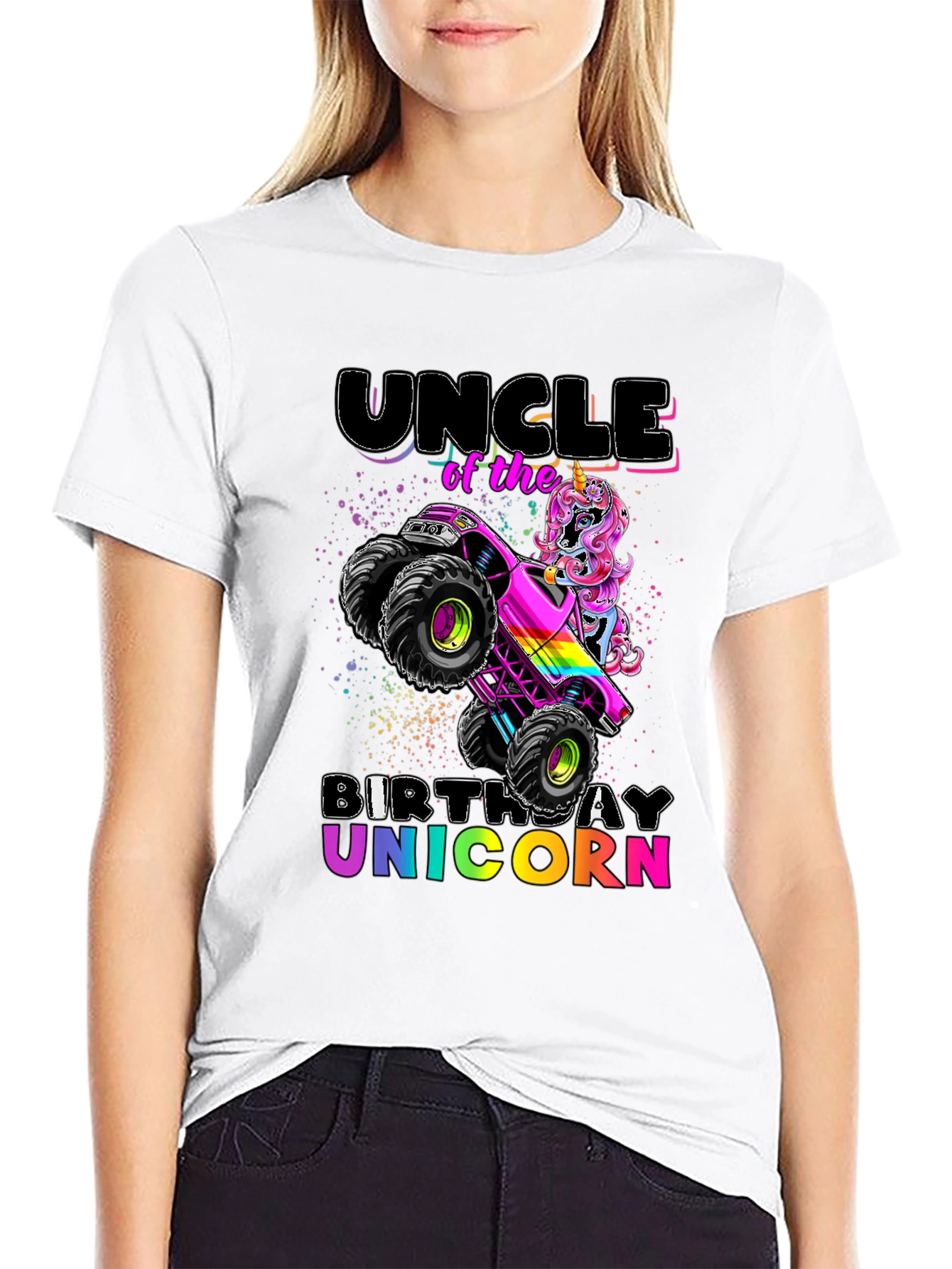 Uncle Birthday Unicorn Monster Truck T-Shirt
