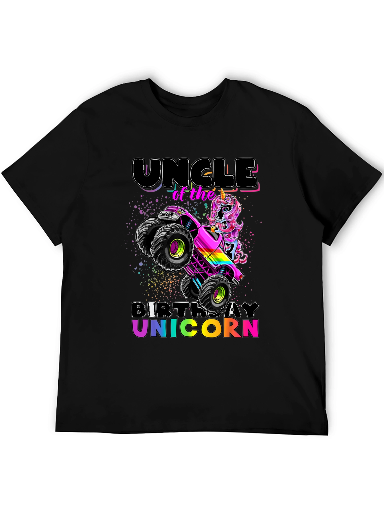 Uncle Birthday Unicorn Monster Truck T-Shirt