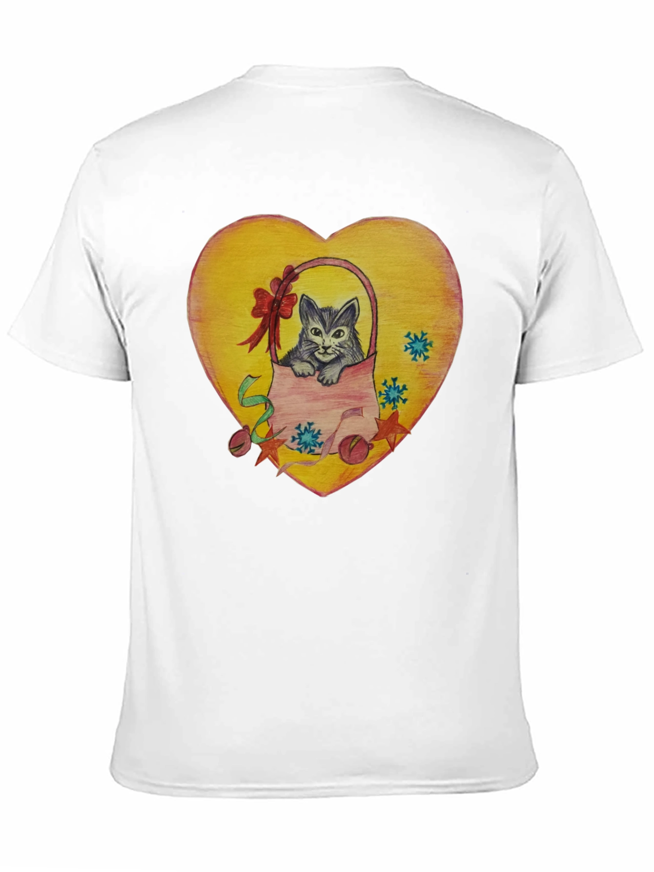 Cute Cat in Basket Heart Graphic T-Shirt