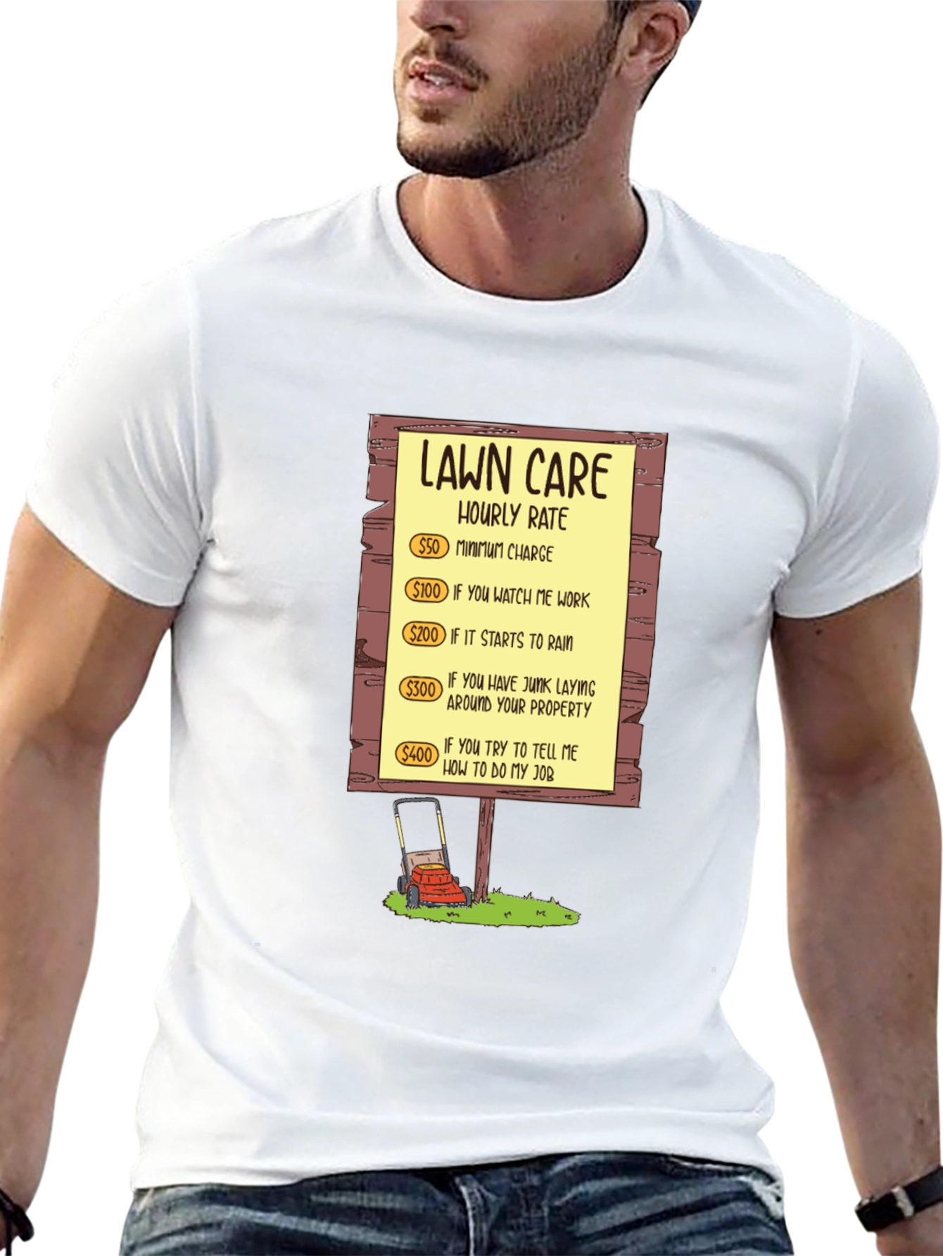 Lawn Care Hourly Rate Graphic Tee