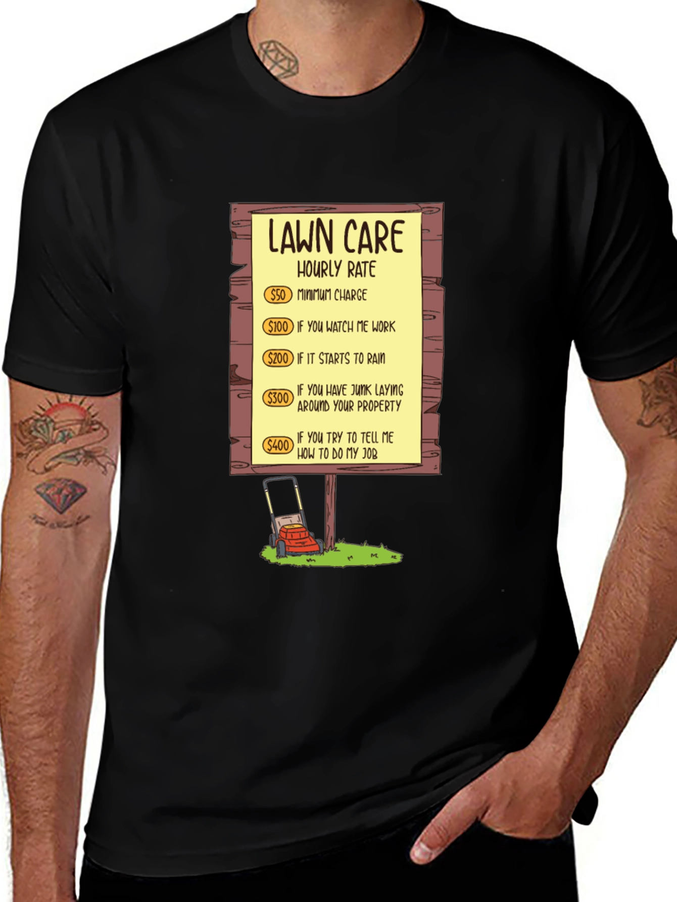 Lawn Care Hourly Rate Graphic Tee