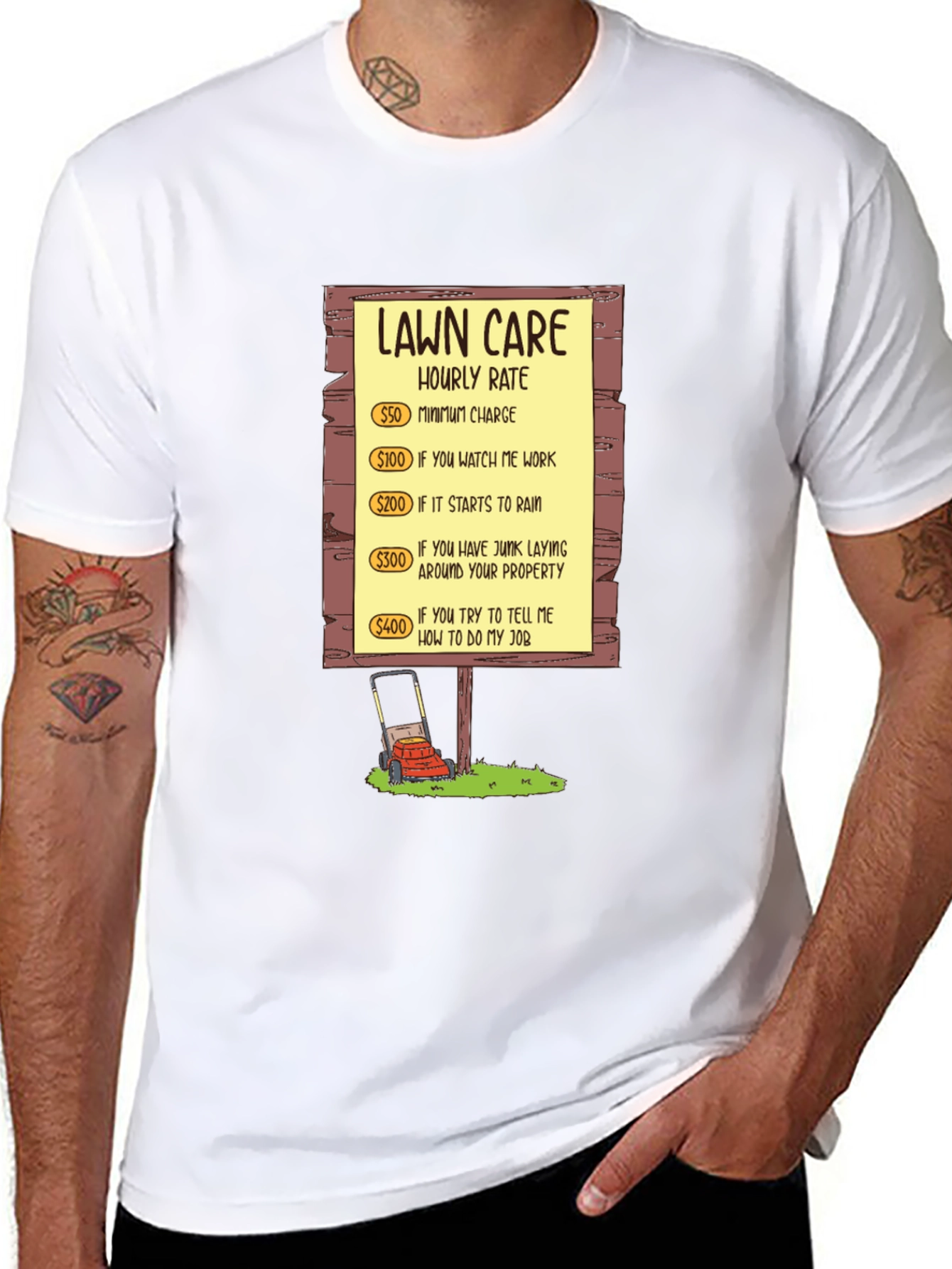 Lawn Care Hourly Rate Graphic Tee
