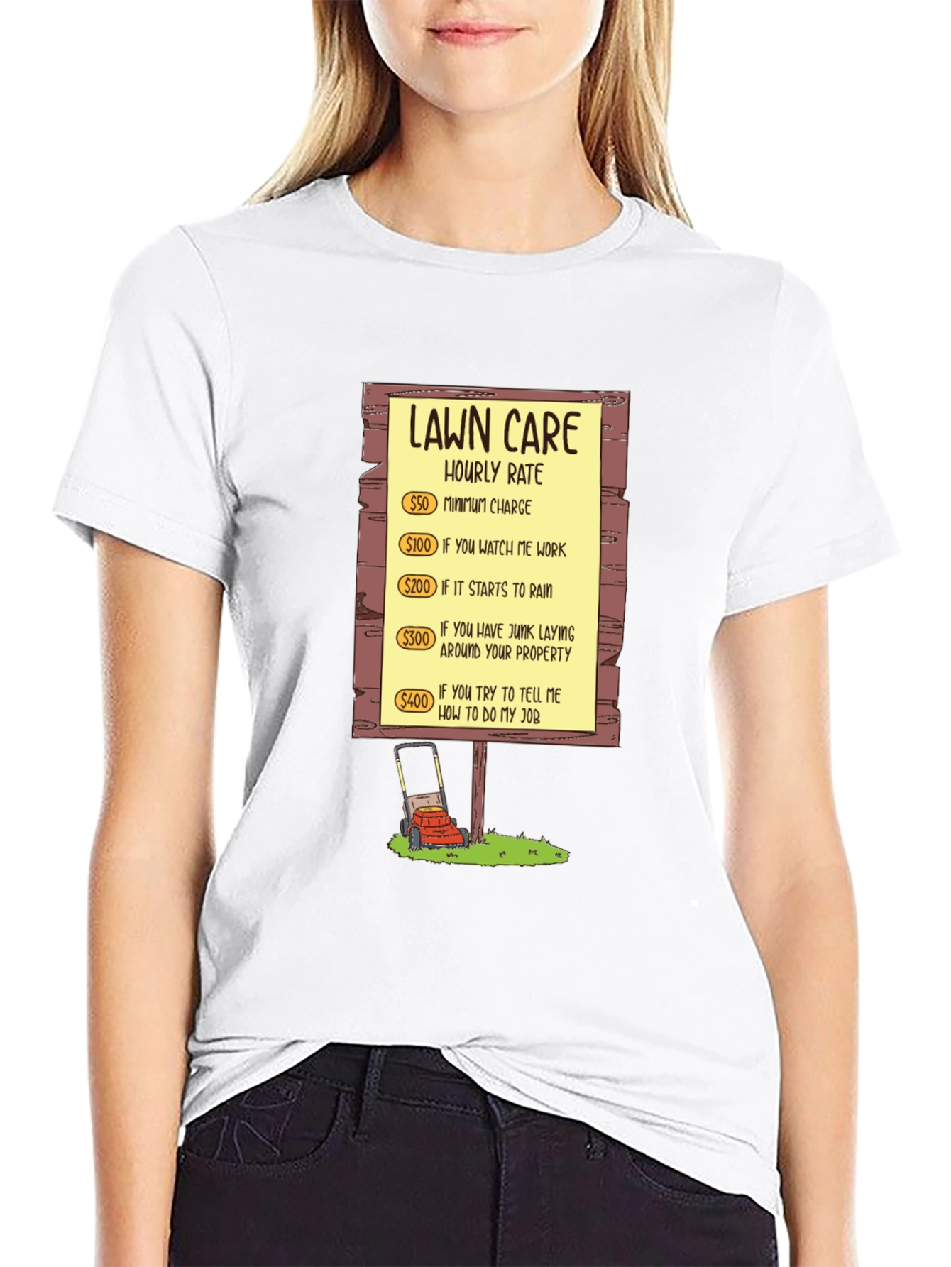 Lawn Care Hourly Rate Graphic Tee