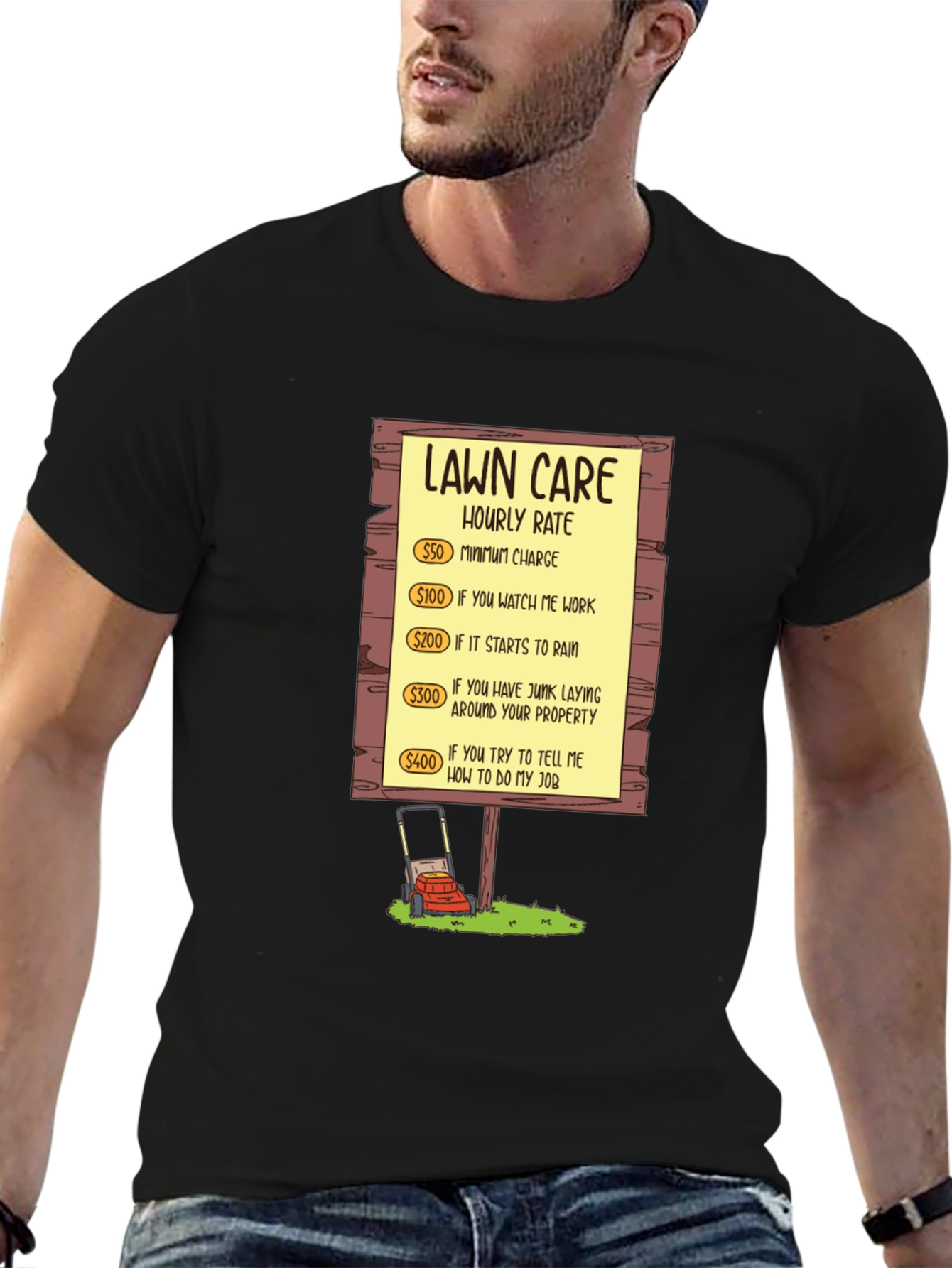 Lawn Care Hourly Rate Graphic Tee