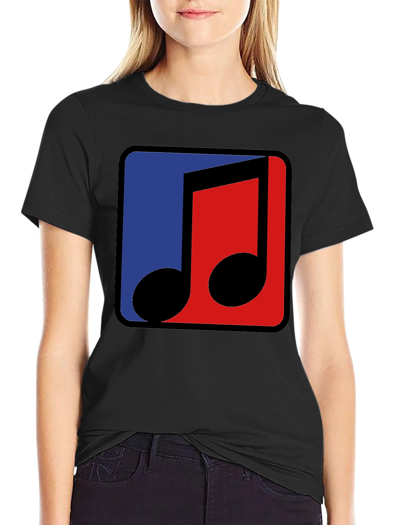 Modern Music Note Graphic Tee - Black