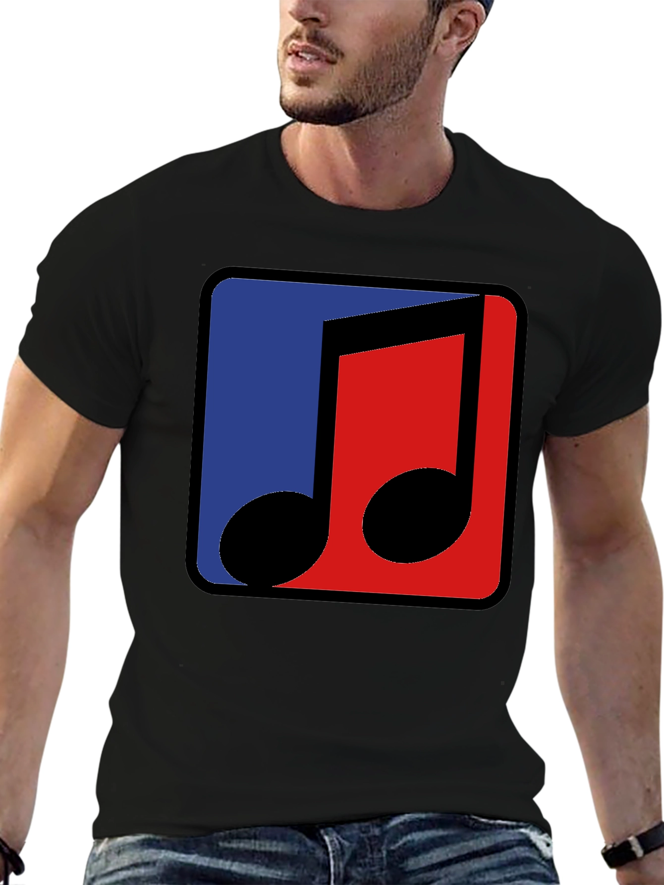 Modern Music Note Graphic Tee - Black