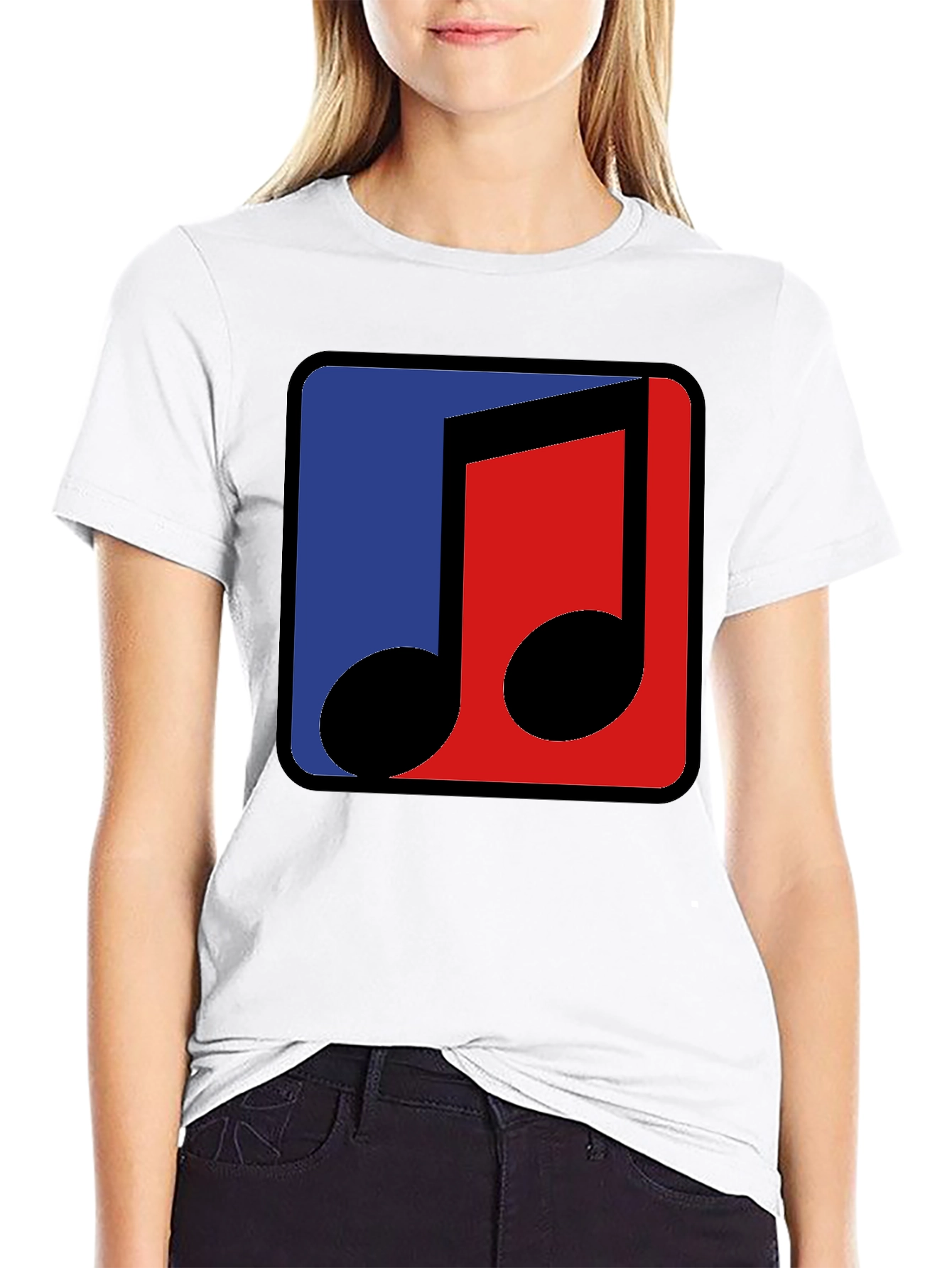 Modern Music Note Graphic Tee - Black