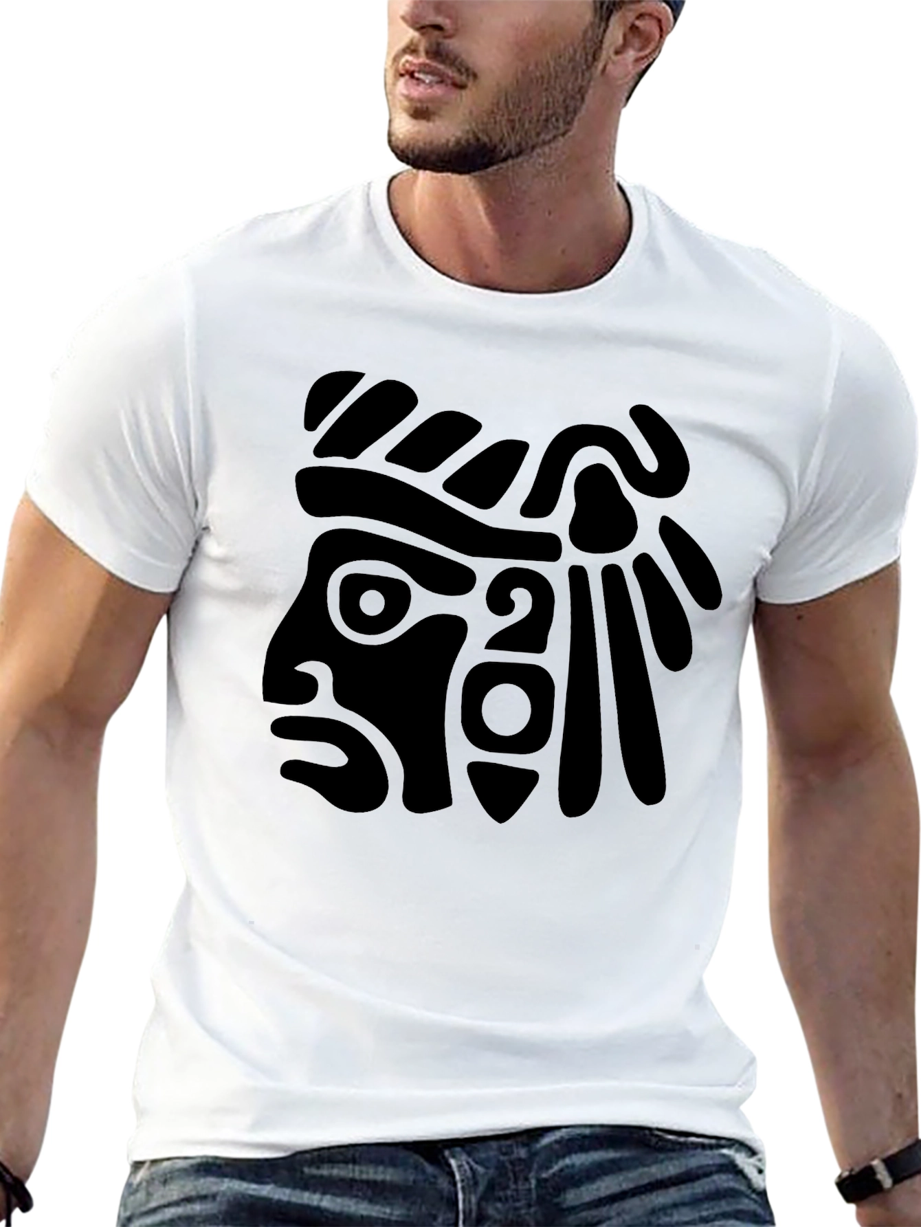 Aztec Warrior Graphic T-Shirt - Black