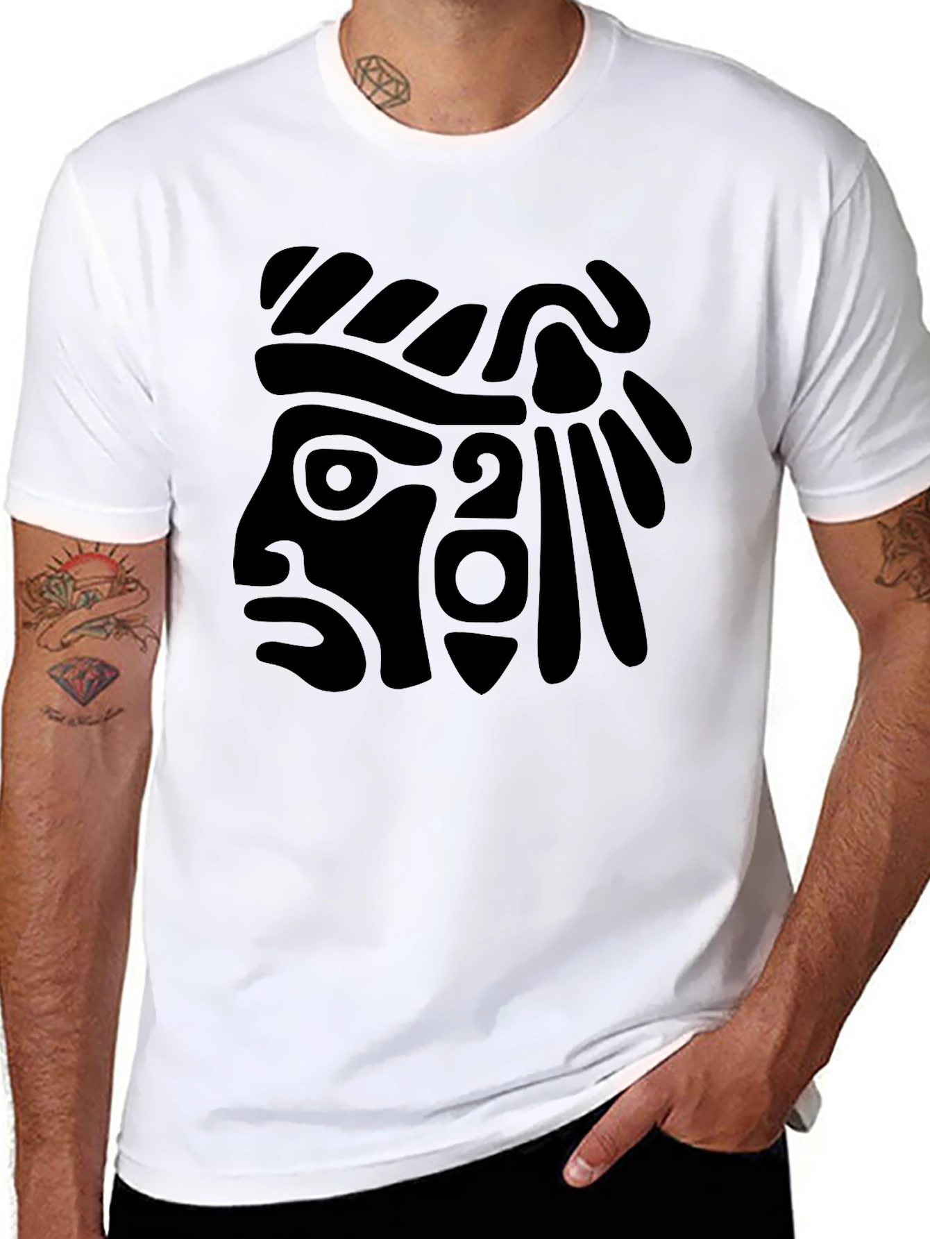 Aztec Warrior Graphic T-Shirt - Black