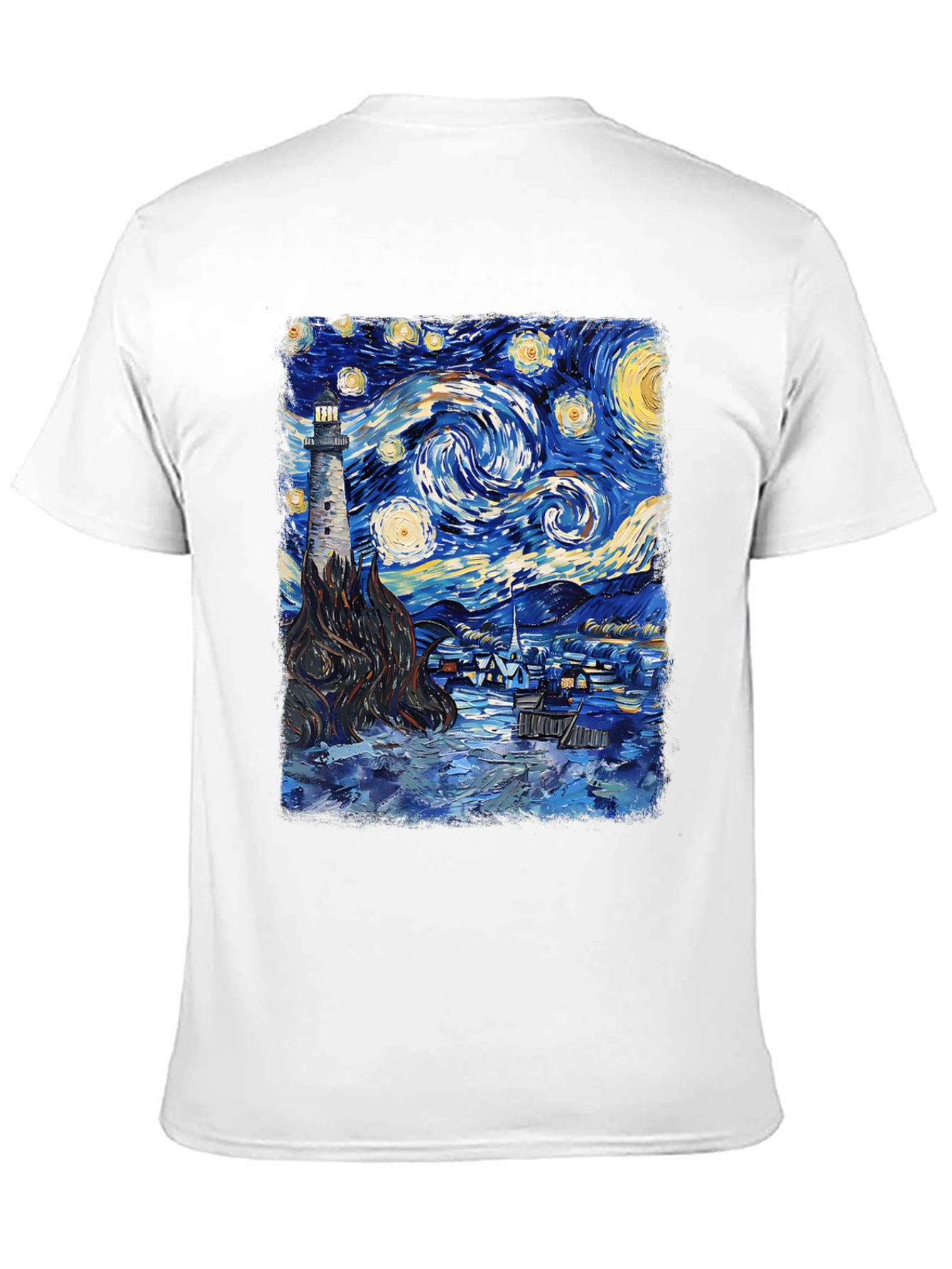 Starry Night Lighthouse Graphic Tee