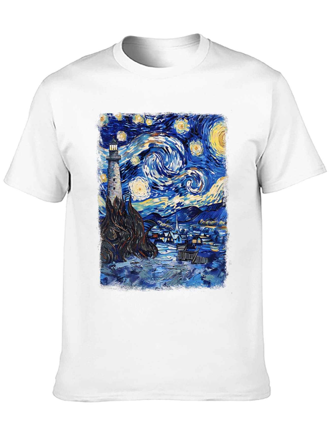 Starry Night Lighthouse Graphic Tee