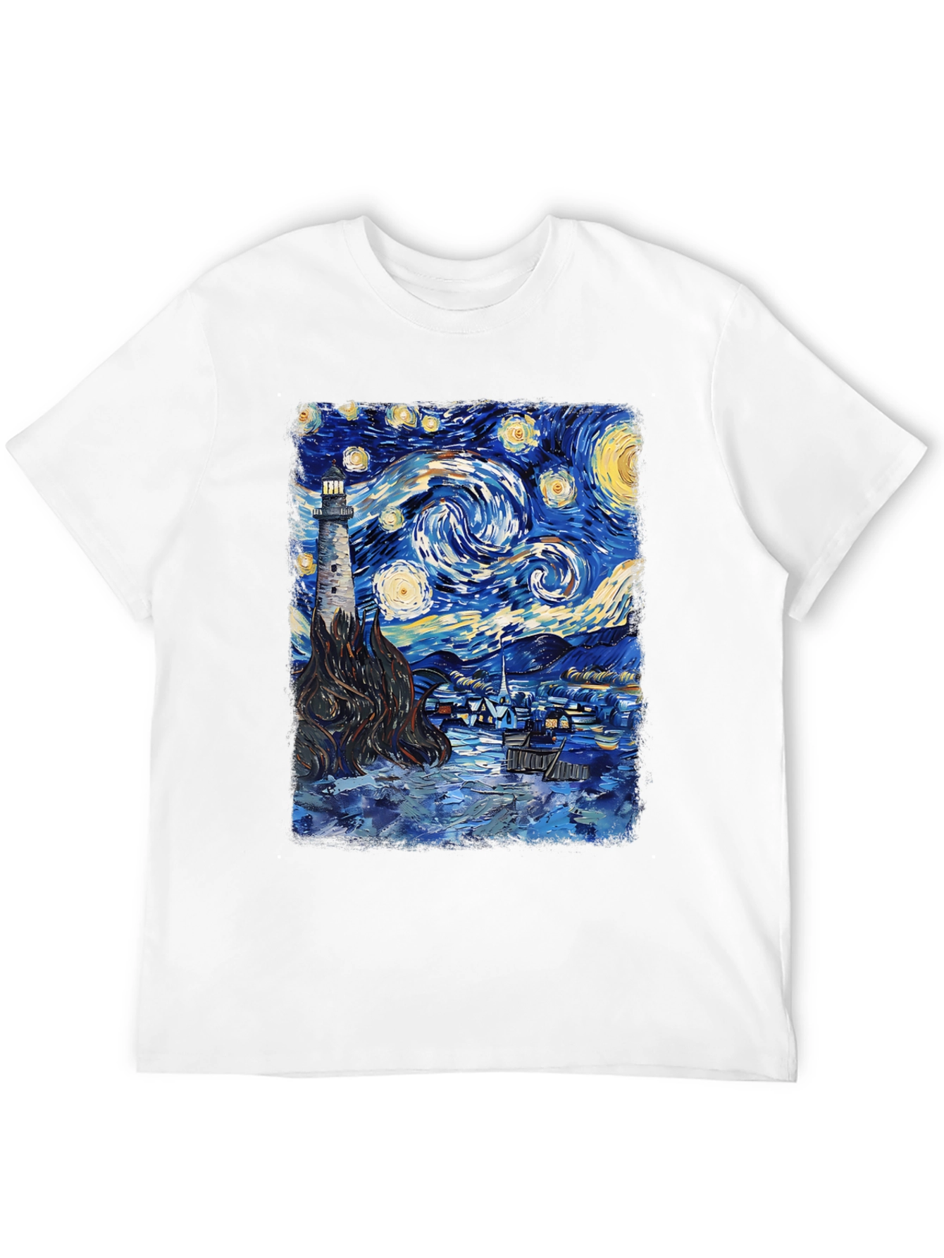 Starry Night Lighthouse Graphic Tee