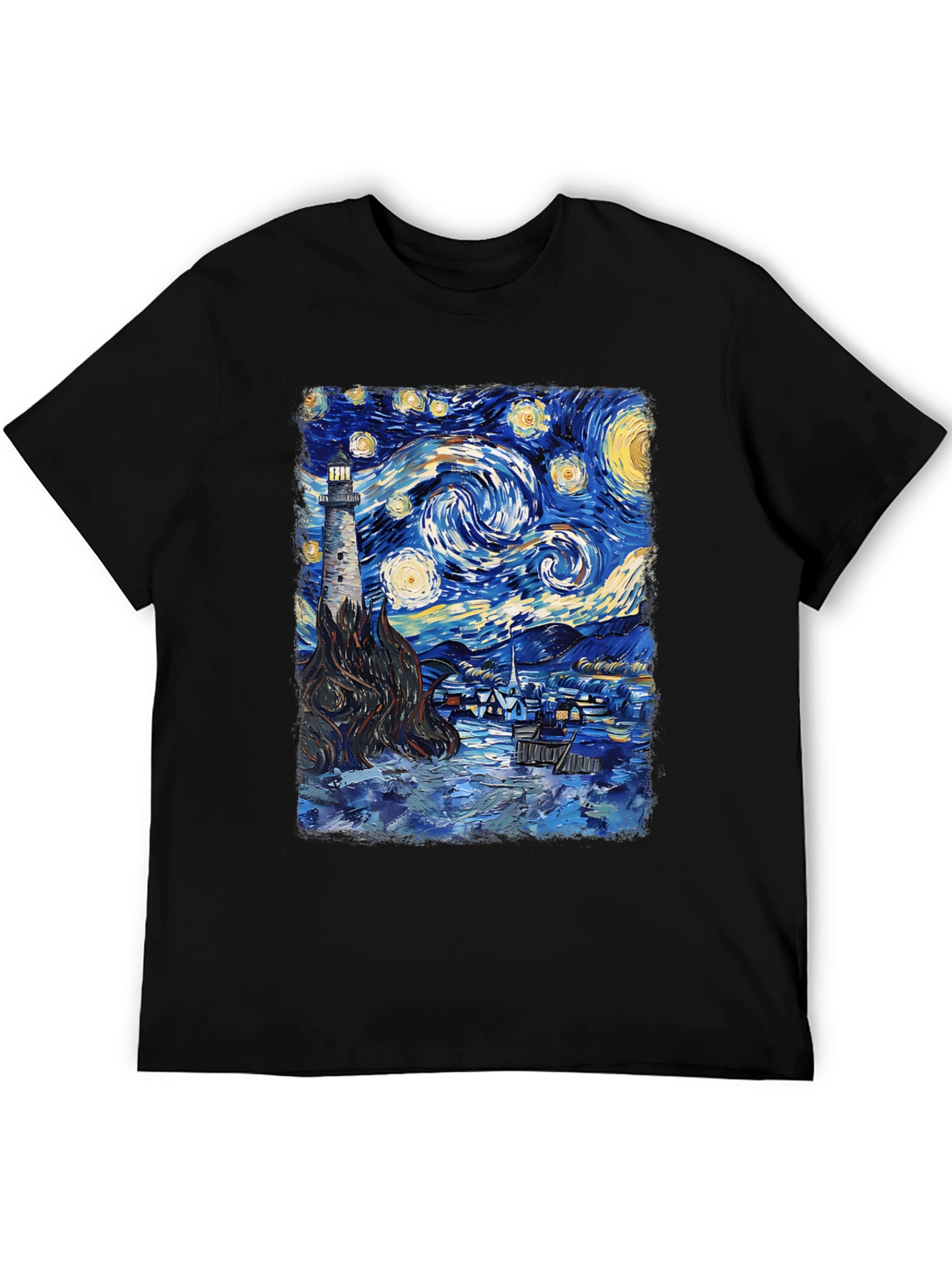 Starry Night Lighthouse Graphic Tee