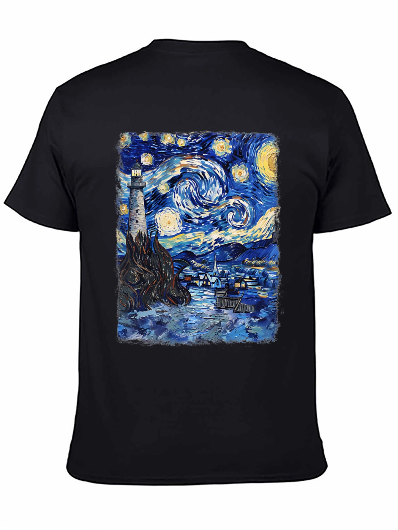 Starry Night Lighthouse Graphic Tee