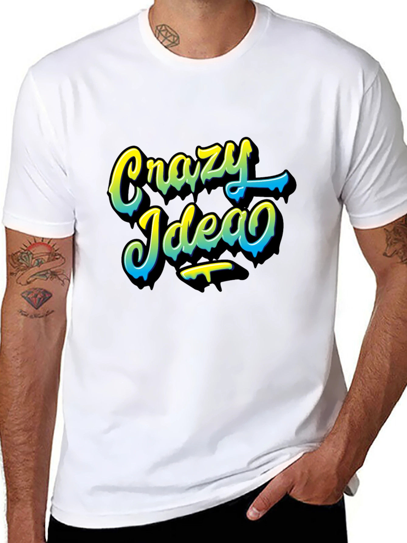 Crazy Idea Graphic Tee - Black Casual T-Shirt