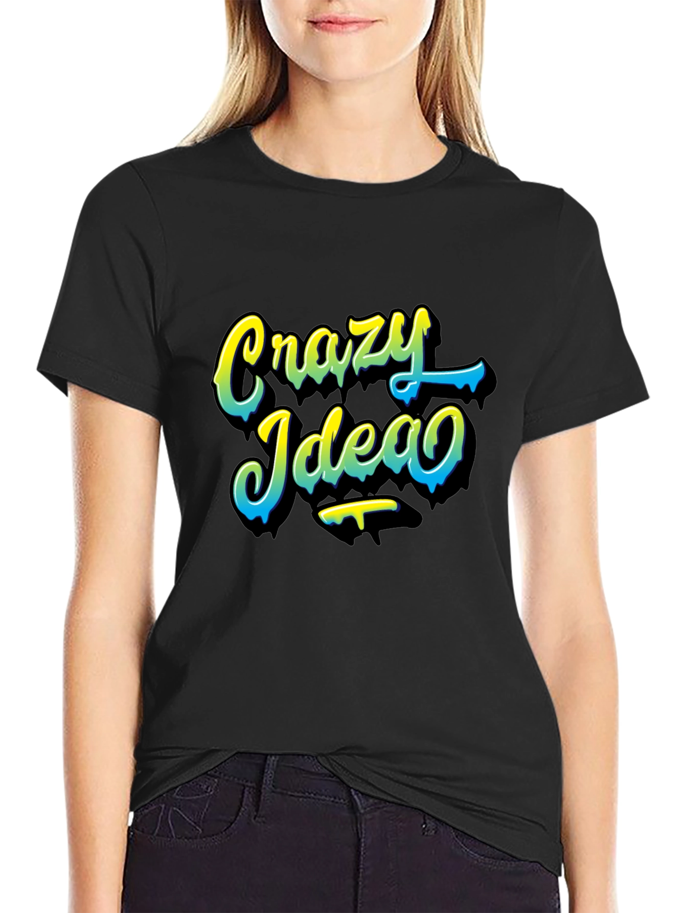 Crazy Idea Graphic Tee - Black Casual T-Shirt