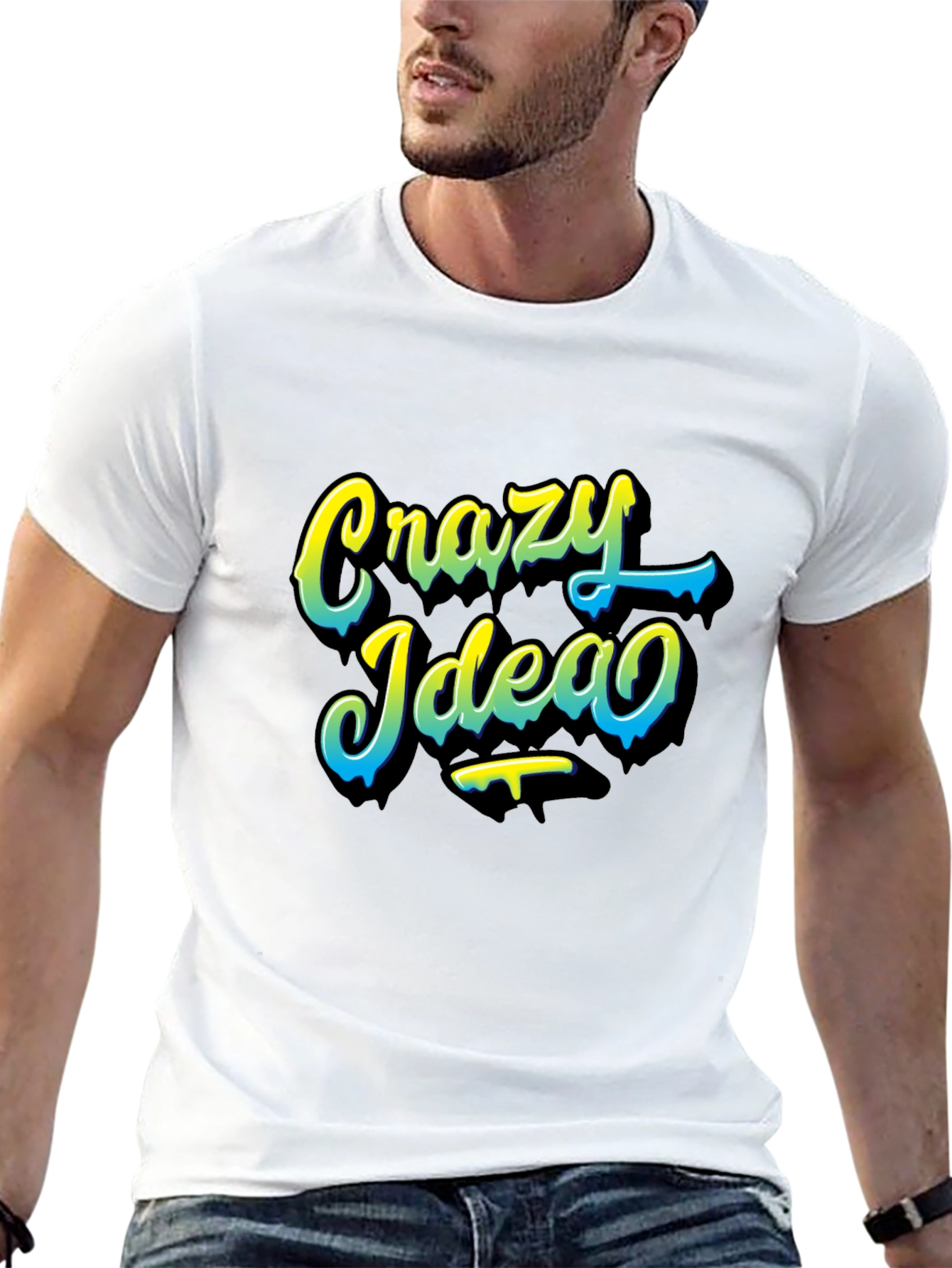 Crazy Idea Graphic Tee - Black Casual T-Shirt