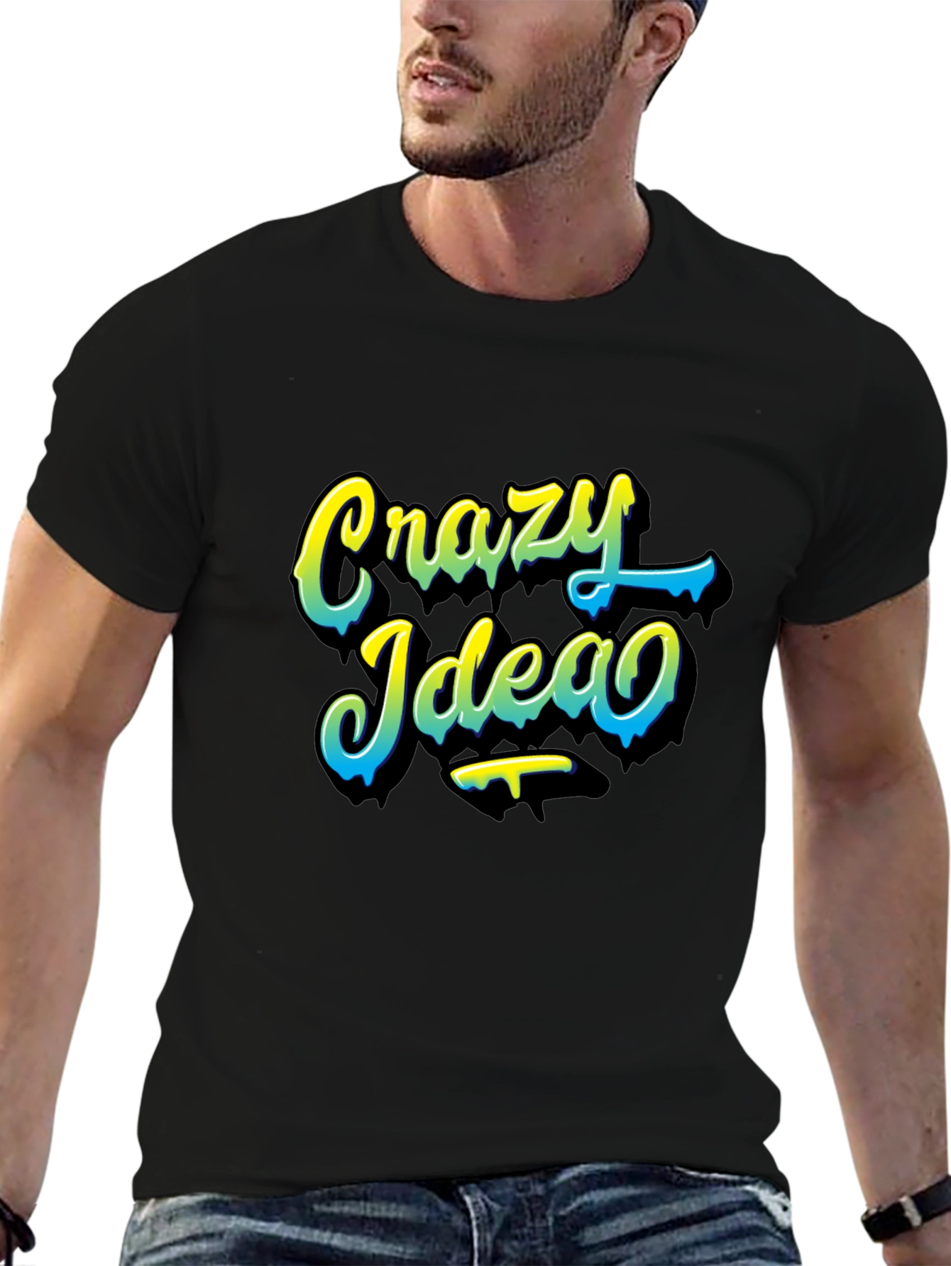 Crazy Idea Graphic Tee - Black Casual T-Shirt