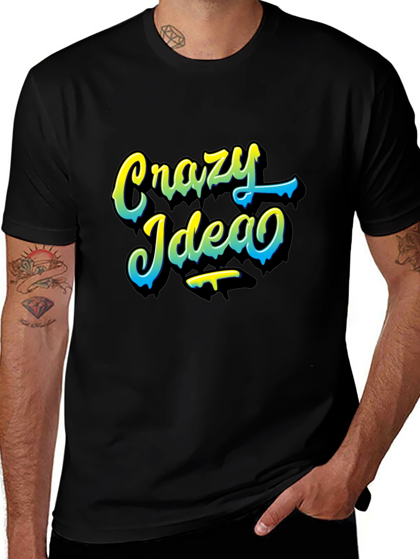 Crazy Idea Graphic Tee - Black Casual T-Shirt