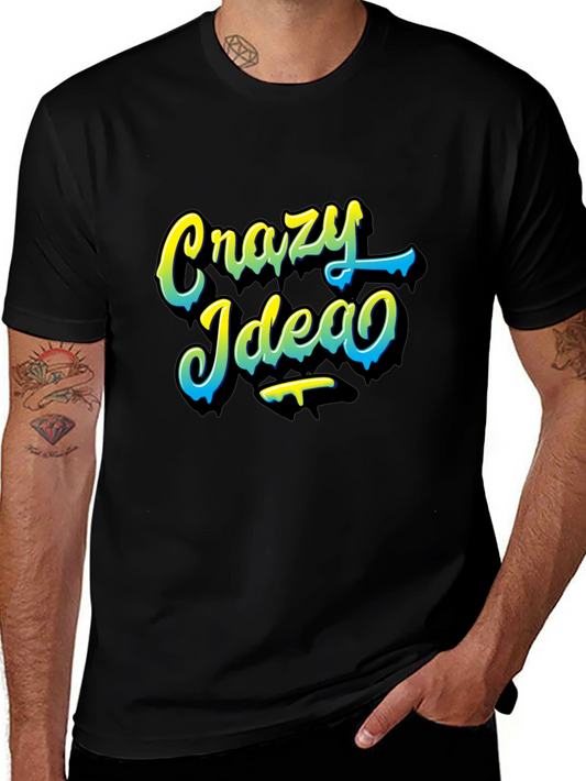 Crazy Idea Graphic Tee - Black Casual T-Shirt