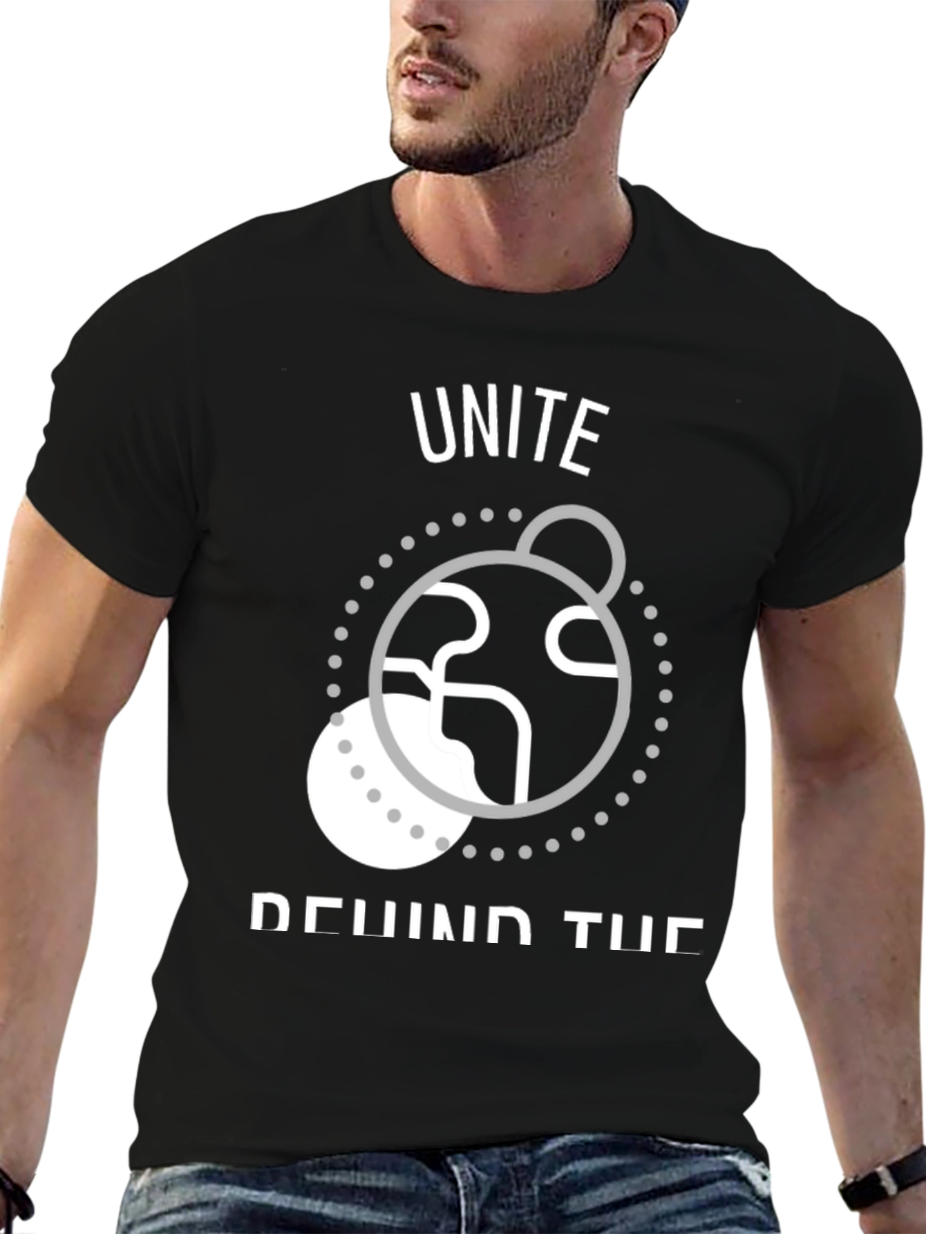 Unite T-Shirt: World Design Black Tee Casual Wear