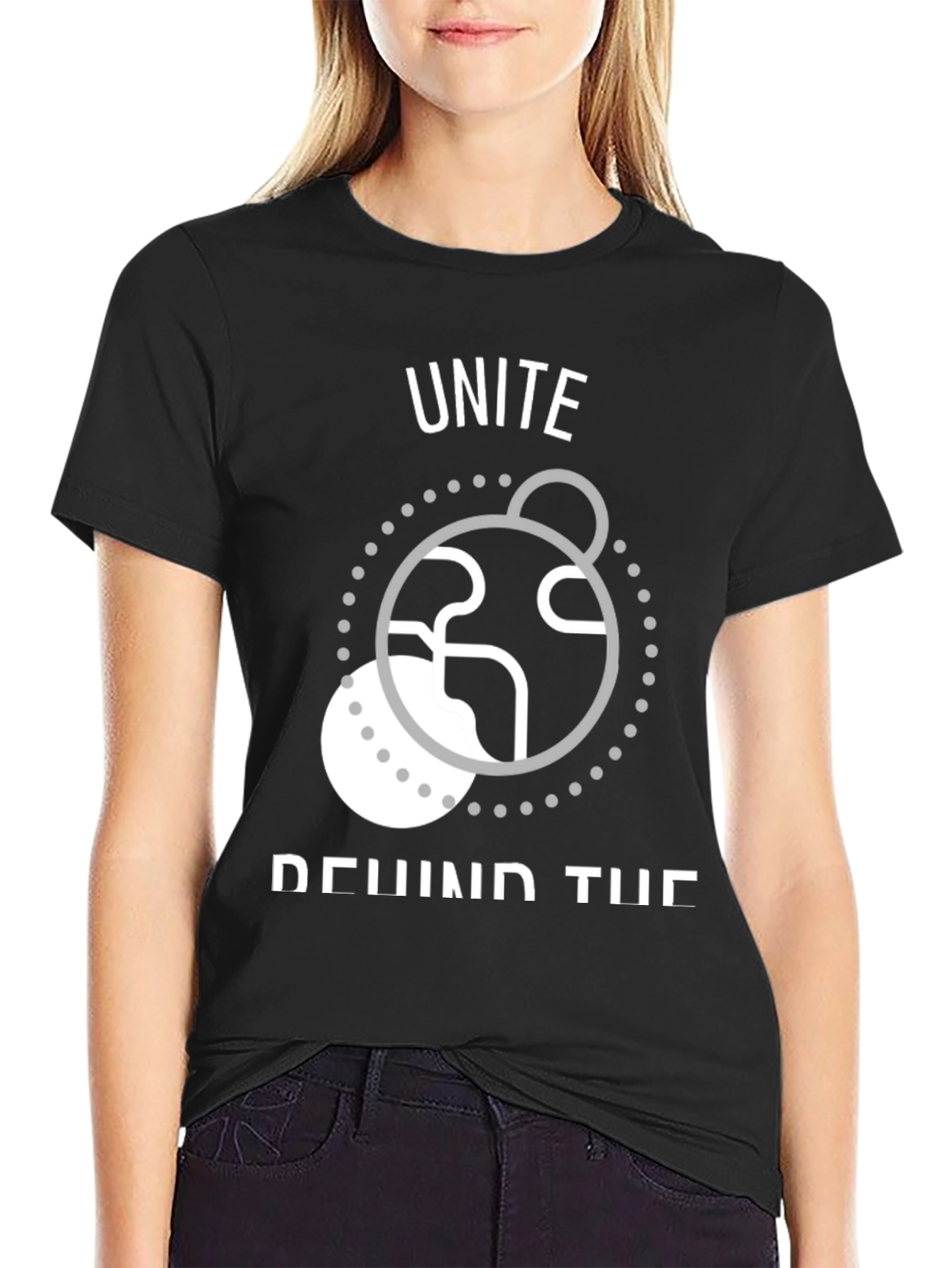 Unite T-Shirt: World Design Black Tee Casual Wear