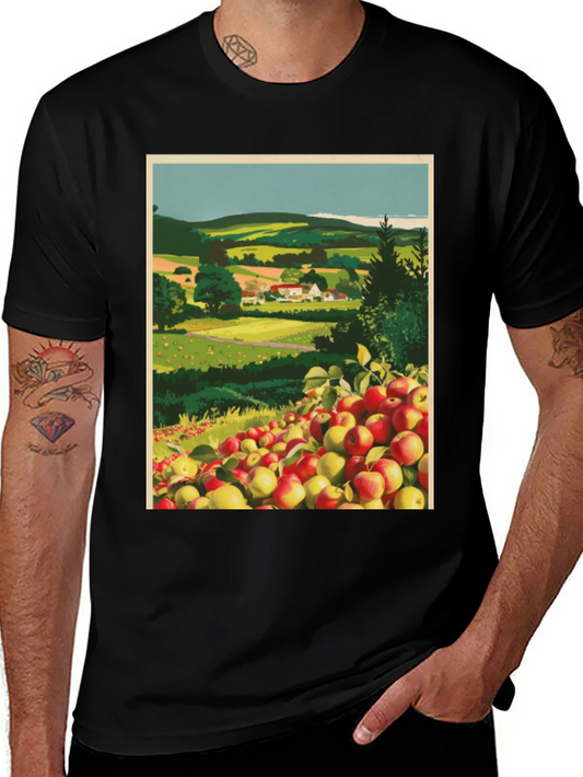 Apple Orchard Graphic Tee - Vintage Farm Landscape Shirt