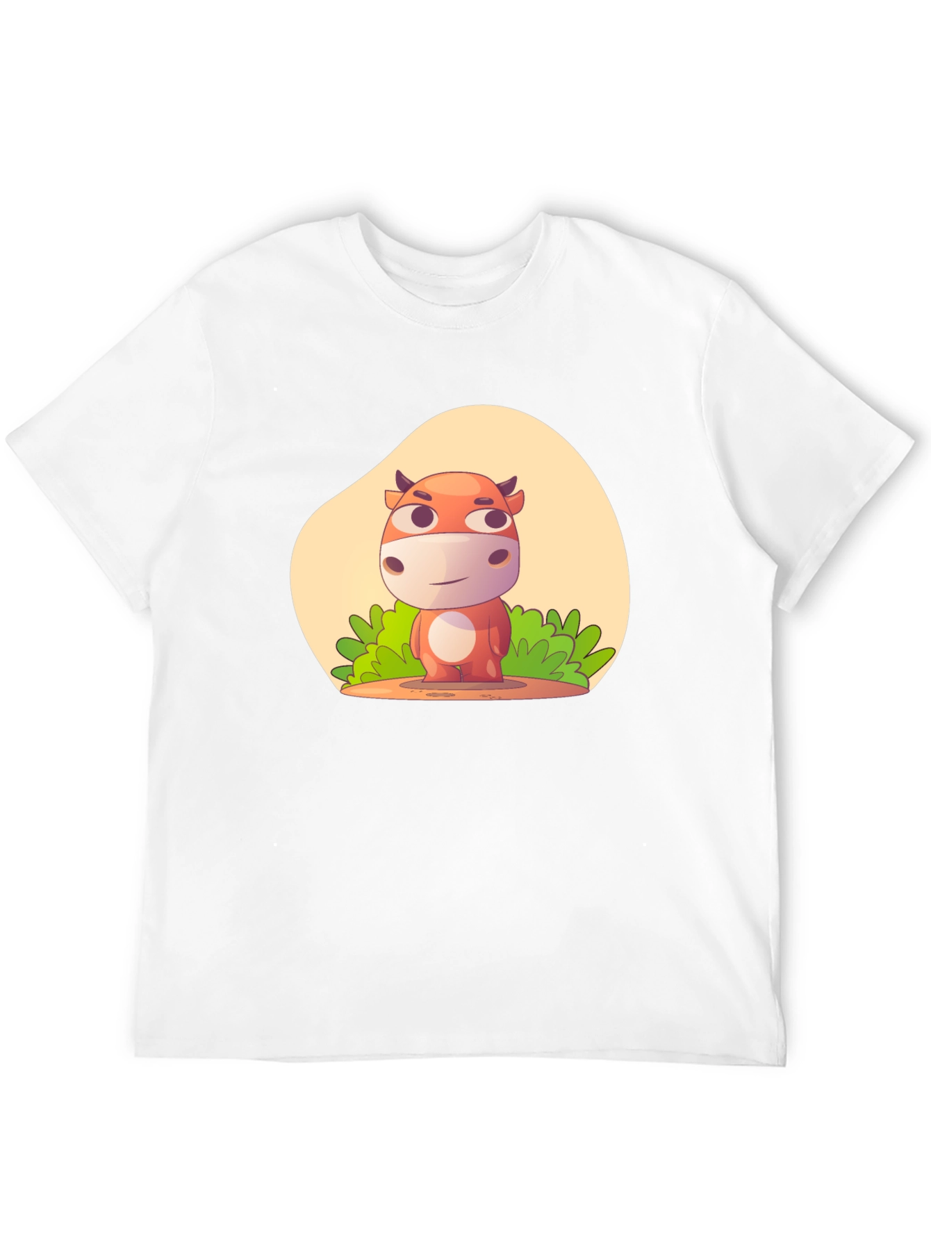 Cartoon Cow Graphic Black T-Shirt