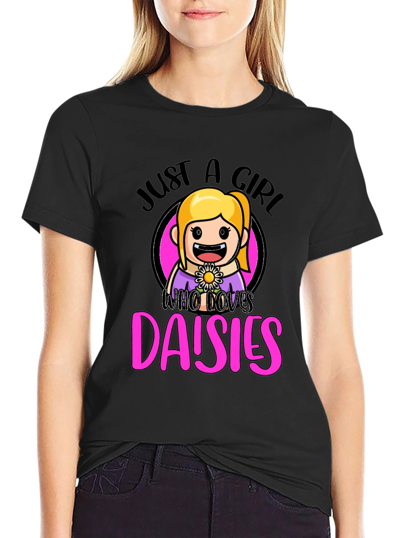 Just a Girl Who Loves Daisies Graphic T-Shirt